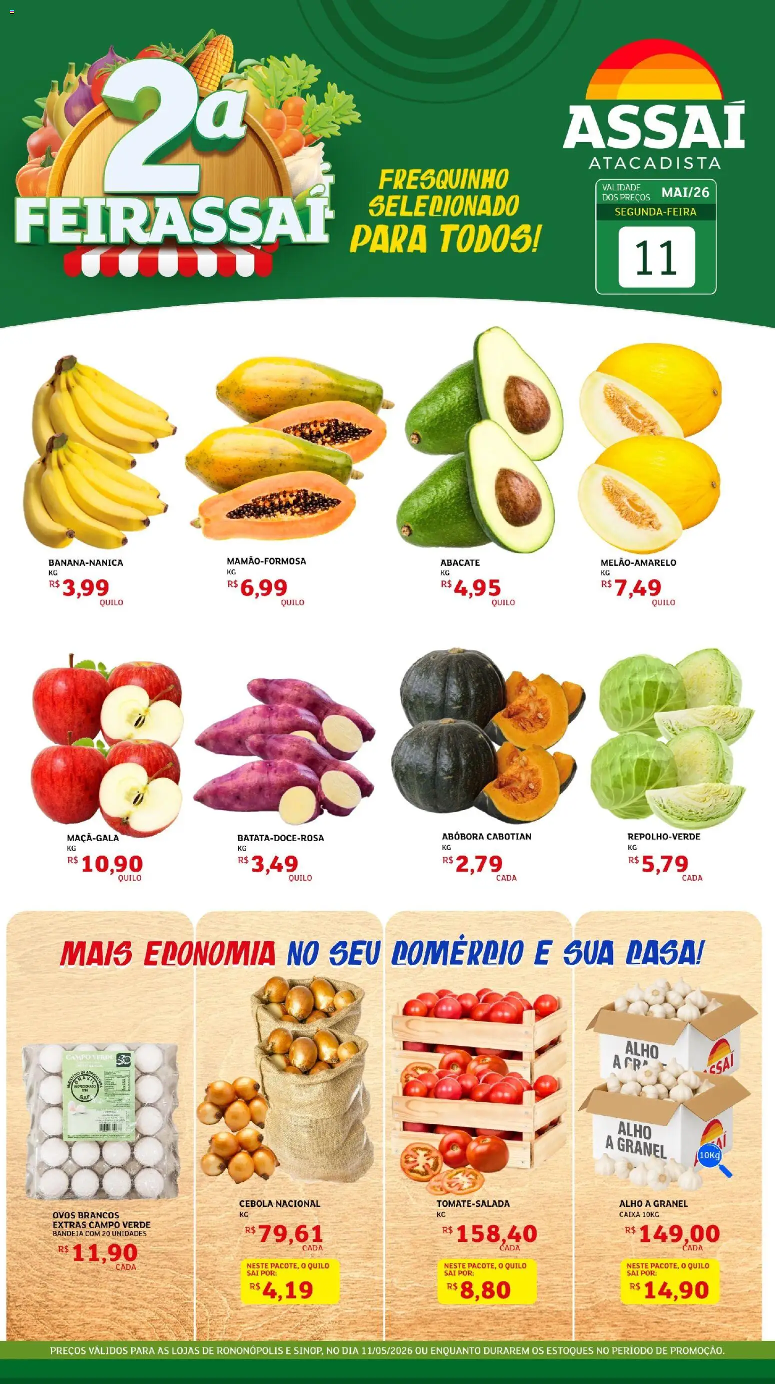 Assaí Atacadista Folheto - válido de 12.05.2026 | Página: 1 | Produtos: Alho, Cebola, Ovos, Bandeja