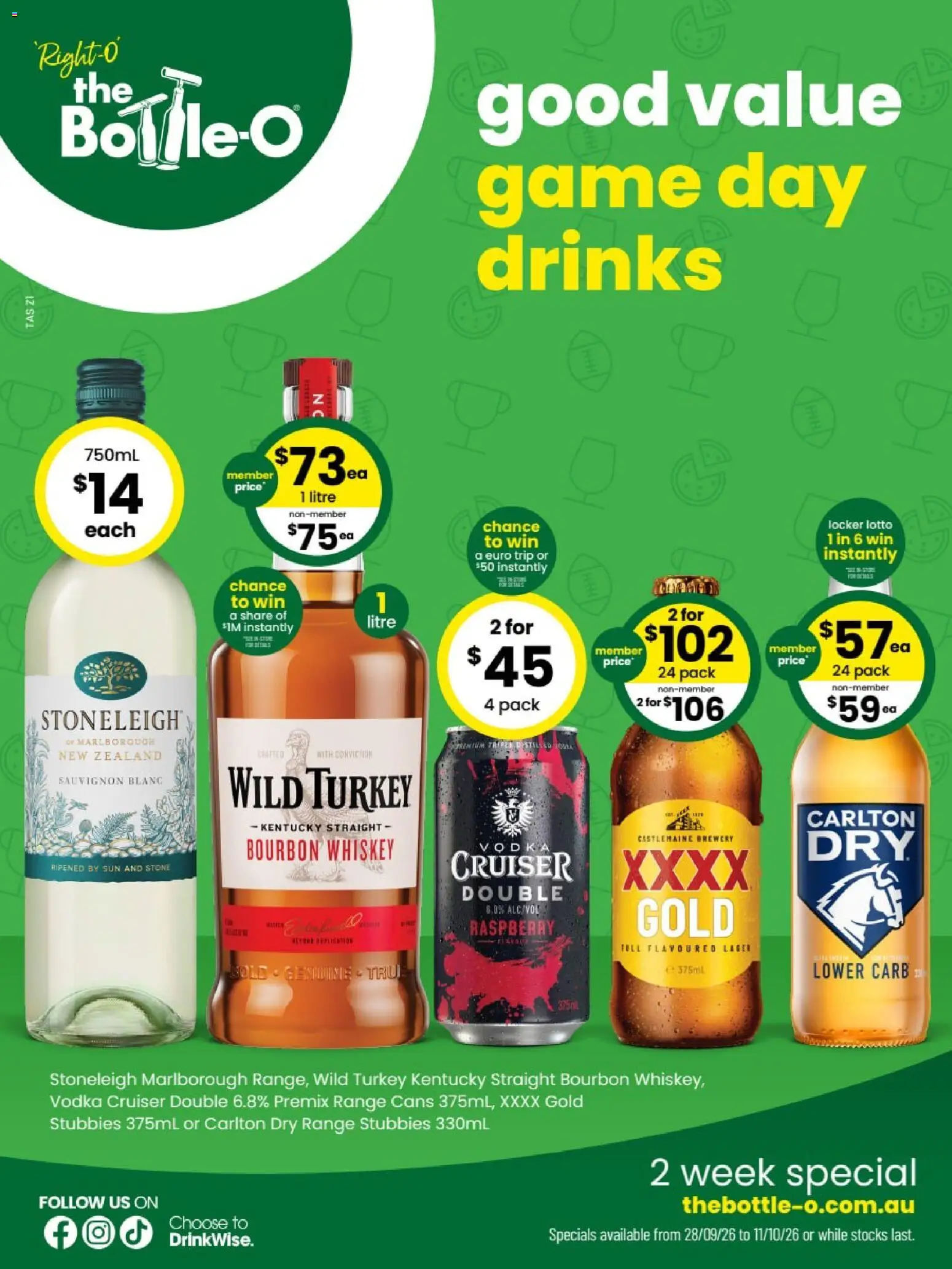The Bottle-O catalogue - valid from 28/09/2026 | Page: 1 | Products: Bourbon, Vodka, Whiskey, Game