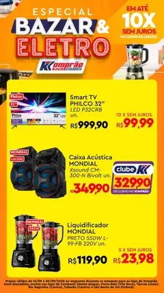 Komprao Atacadista ofertas Bazar & Eletro - Pré-Visualização do folheto da loja Komprao Atacadista, válido de 16/09/2026 | Página: 2 | Produtos: smart TV, Caixa acústica, Liquidificador, Tv