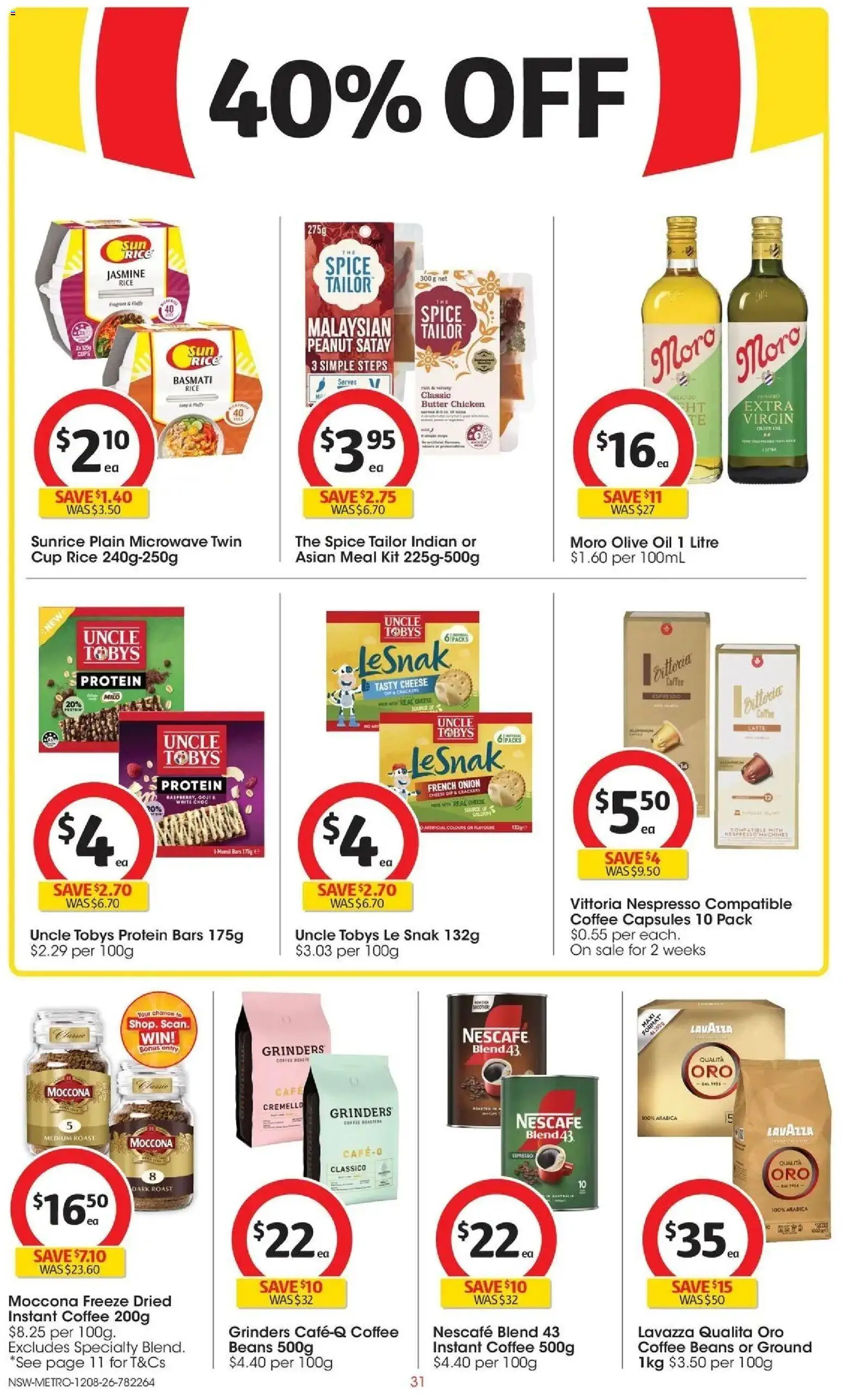 Coles catalogue - valid from 12/08/2026 | Page: 31 | Products: Rice, Olive oil, Extra virgin olive oil, Moccona