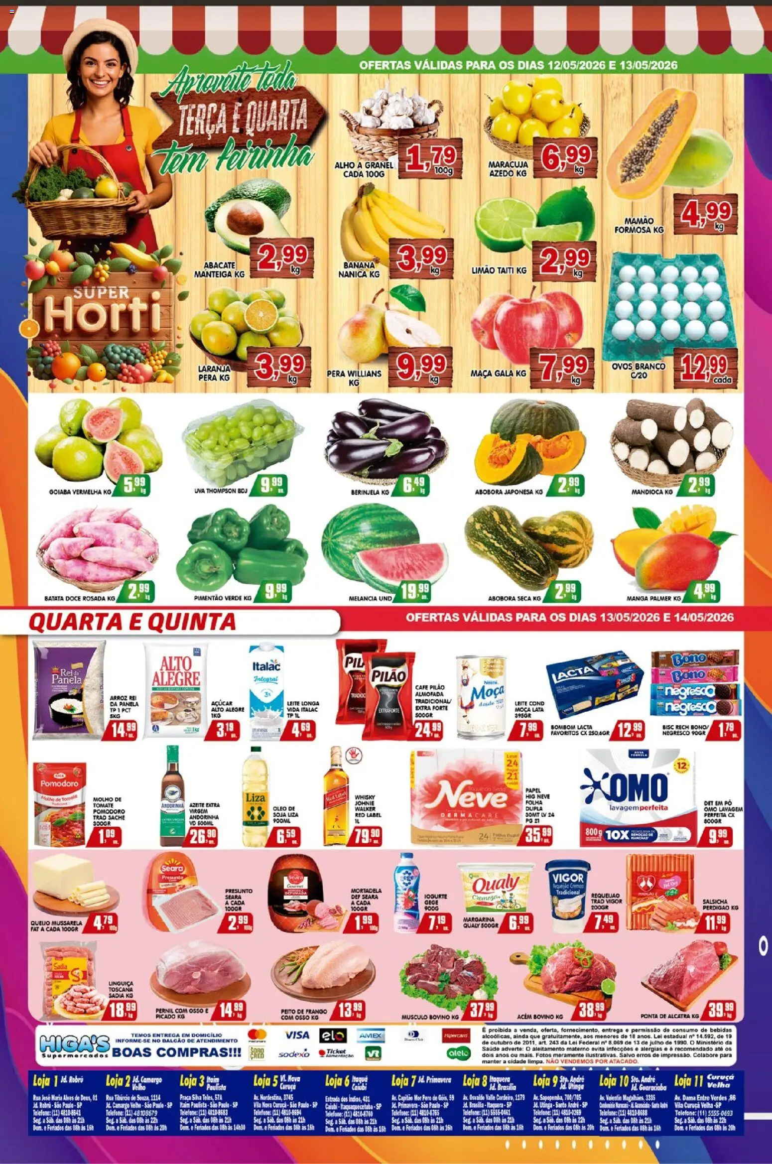 Higa's Supermercado Folheto - válido de 13.04.2026 | Página: 4 | Produtos: Melancia, Salsicha, Manteiga, Batata