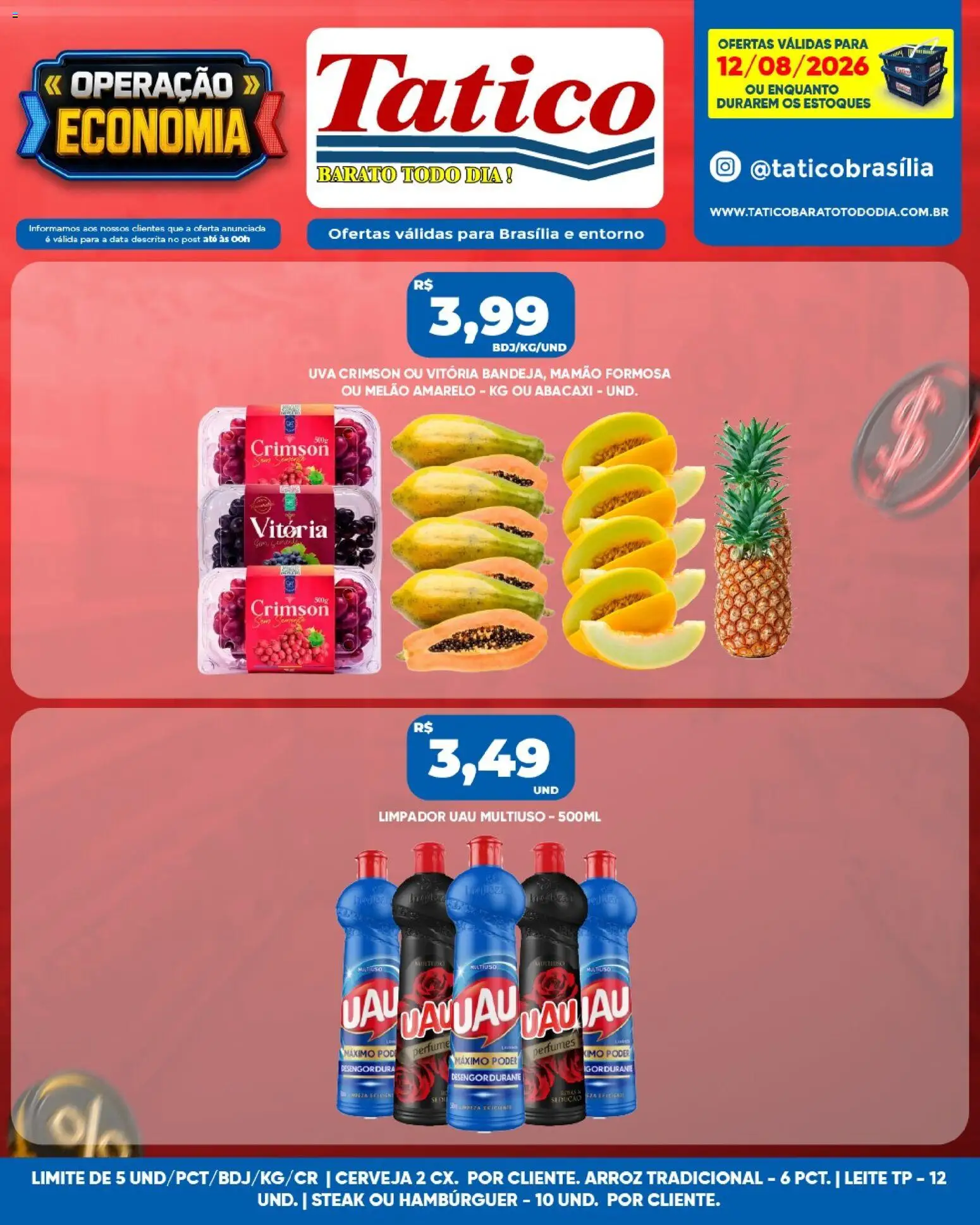Tatico Folheto - válido de 12/08/2026 | Página: 3 | Produtos: Steak, Desengordurante, Cerveja, Hambúrguer