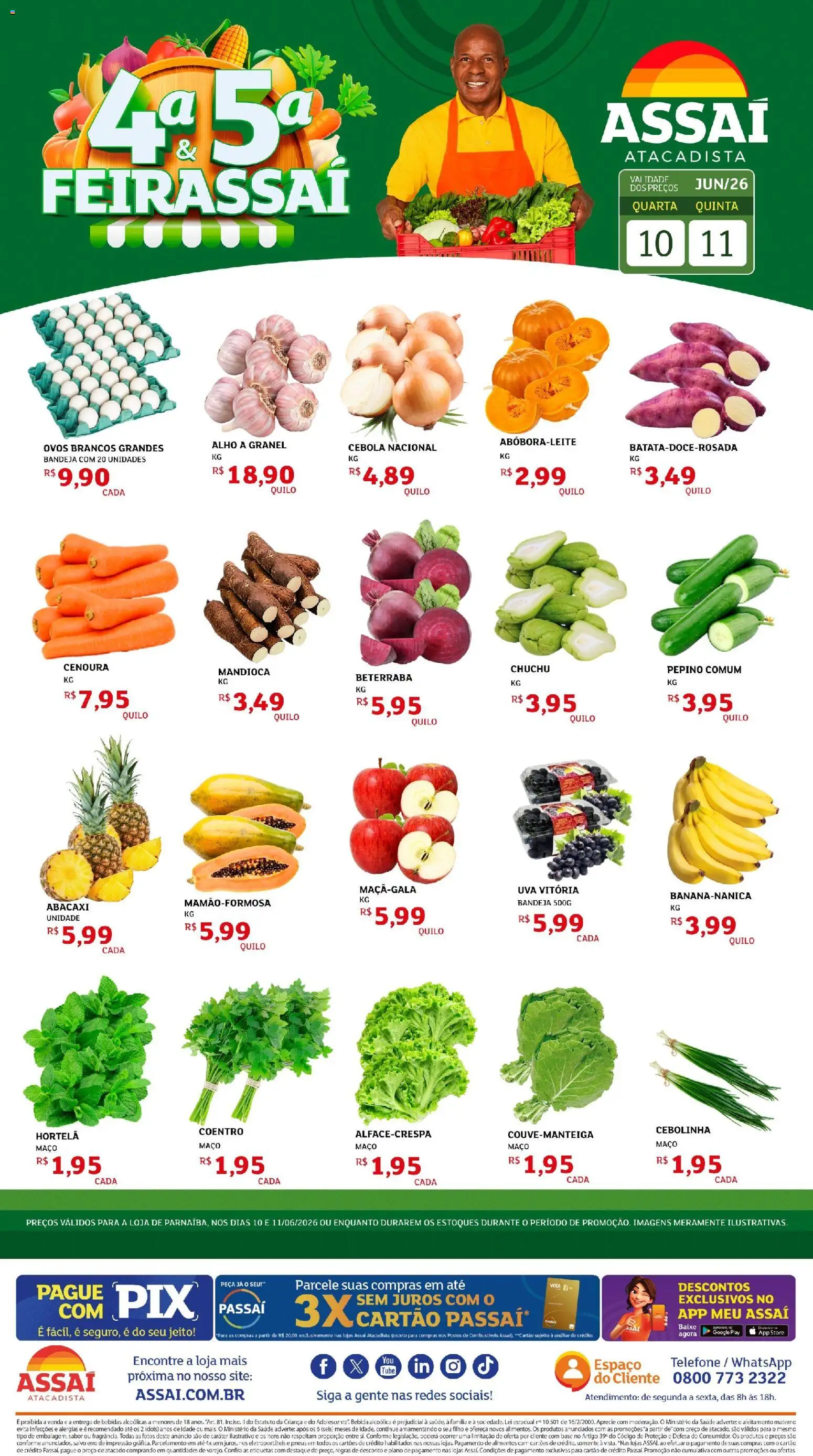 Assaí Atacadista Folheto - válido de 10.06.2026 | Página: 1 | Produtos: Chuchu, Cebola, Base, Bandeja