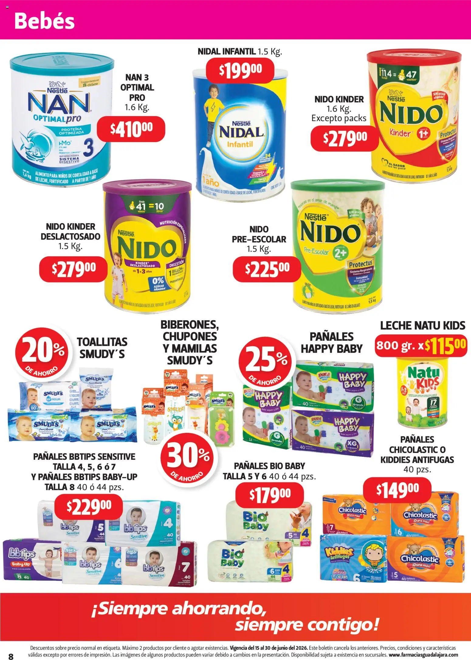 Nuevas ofertas de Farmacia Guadalajara válidas en toda la República Mexicana desde el 15.06.2026. ¡Encuentra las mejores ofertas en Farmacia Guadalajara catálogo! | Página: 8 | Productos: Leche, Pañales, Vasos, Sobre