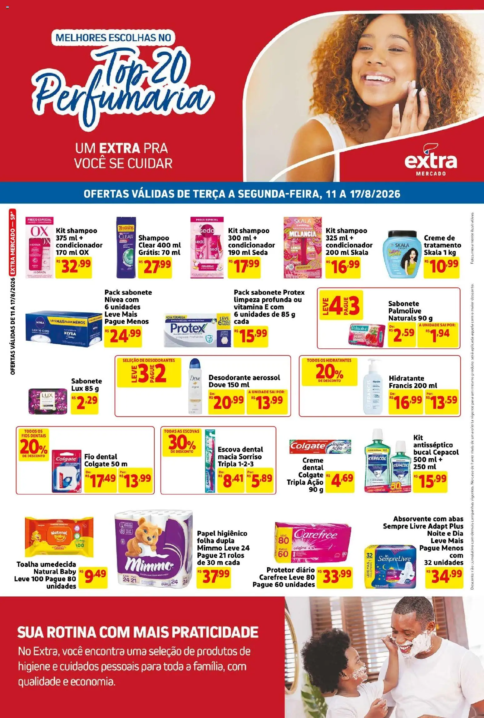 Extra Folheto - válido de 18/08/2026 | Página: 2 | Produtos: Escova, Creme, Dove, Absorvente