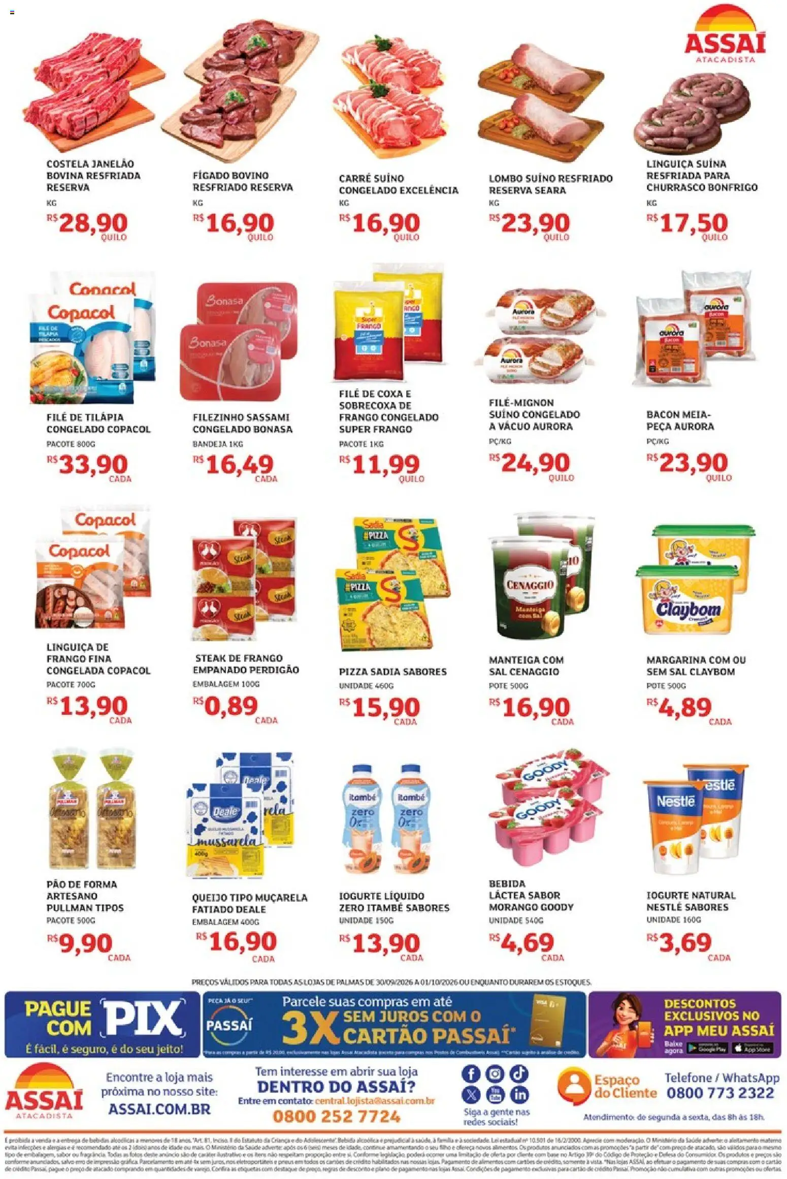 Assaí Atacadista Folheto - válido de 30/09/2026 | Página: 2 | Produtos: Pizza, Bacon, Sal, Iogurte natural