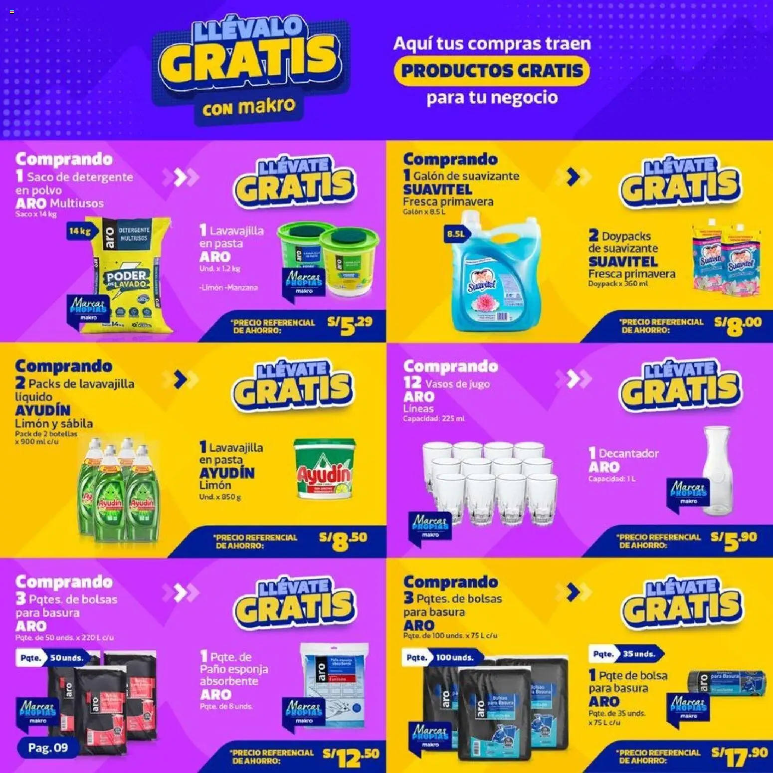 Catálogo Makro válido desde 04.06.2026 | Página: 9 | Productos: Detergente, Vasos, Saco, Bolsa