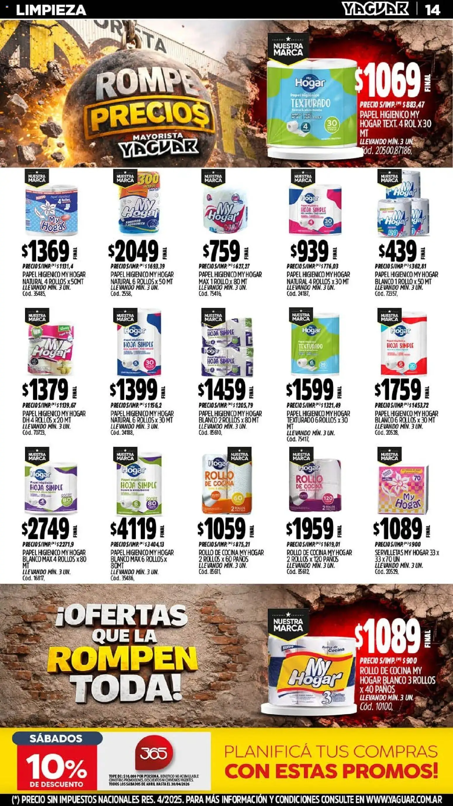 Yaguar catálogo │ válido desde el 20.04.2026 | Página: 14 | Productos: Papel higiénico, Cocina, Servilletas