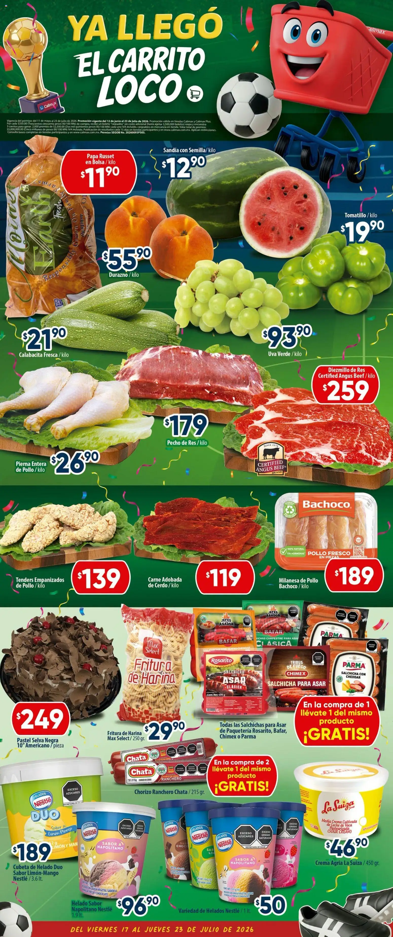 Nuevas ofertas de Calimax válidas en toda la República Mexicana desde el 17/07/2026. ¡Encuentra las mejores ofertas en Calimax folleto! | Página: 5 | Productos: Milanesa, Durazno, Cerdo, Res