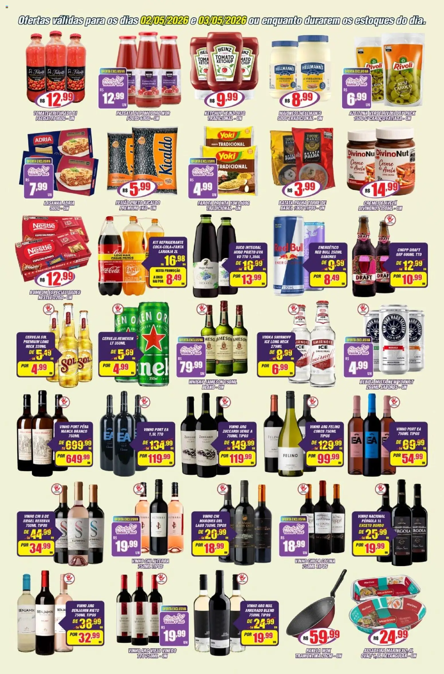 Violeta Supermercados Folheto - válido de 02.05.2026 | Página: 3 | Produtos: Benjamin, Batata palha, Bombom, Creme de avelã