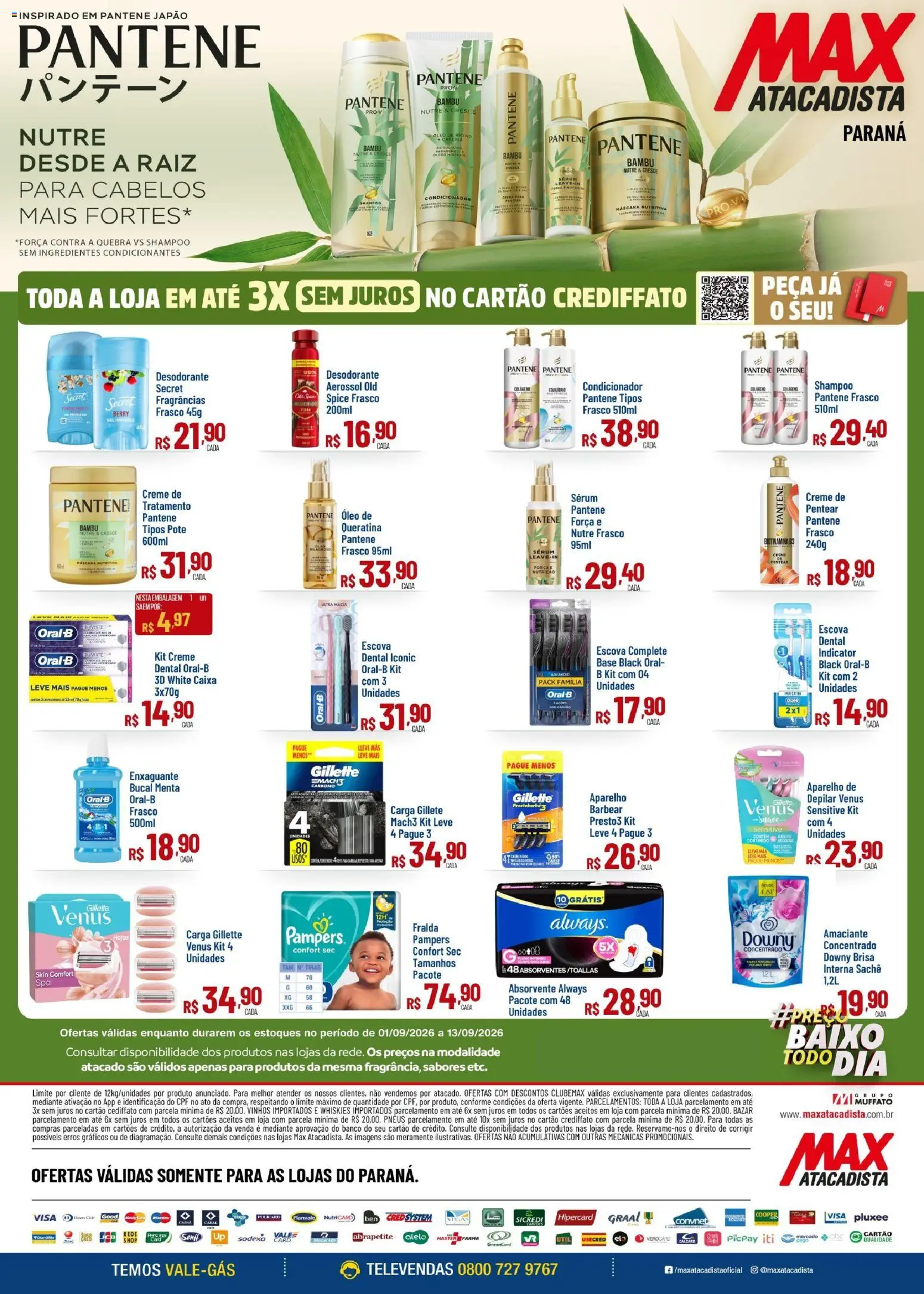 Max Atacadista Folheto - válido de 01/09/2026 | Página: 1 | Produtos: Pampers, Condicionador, Base, Sérum