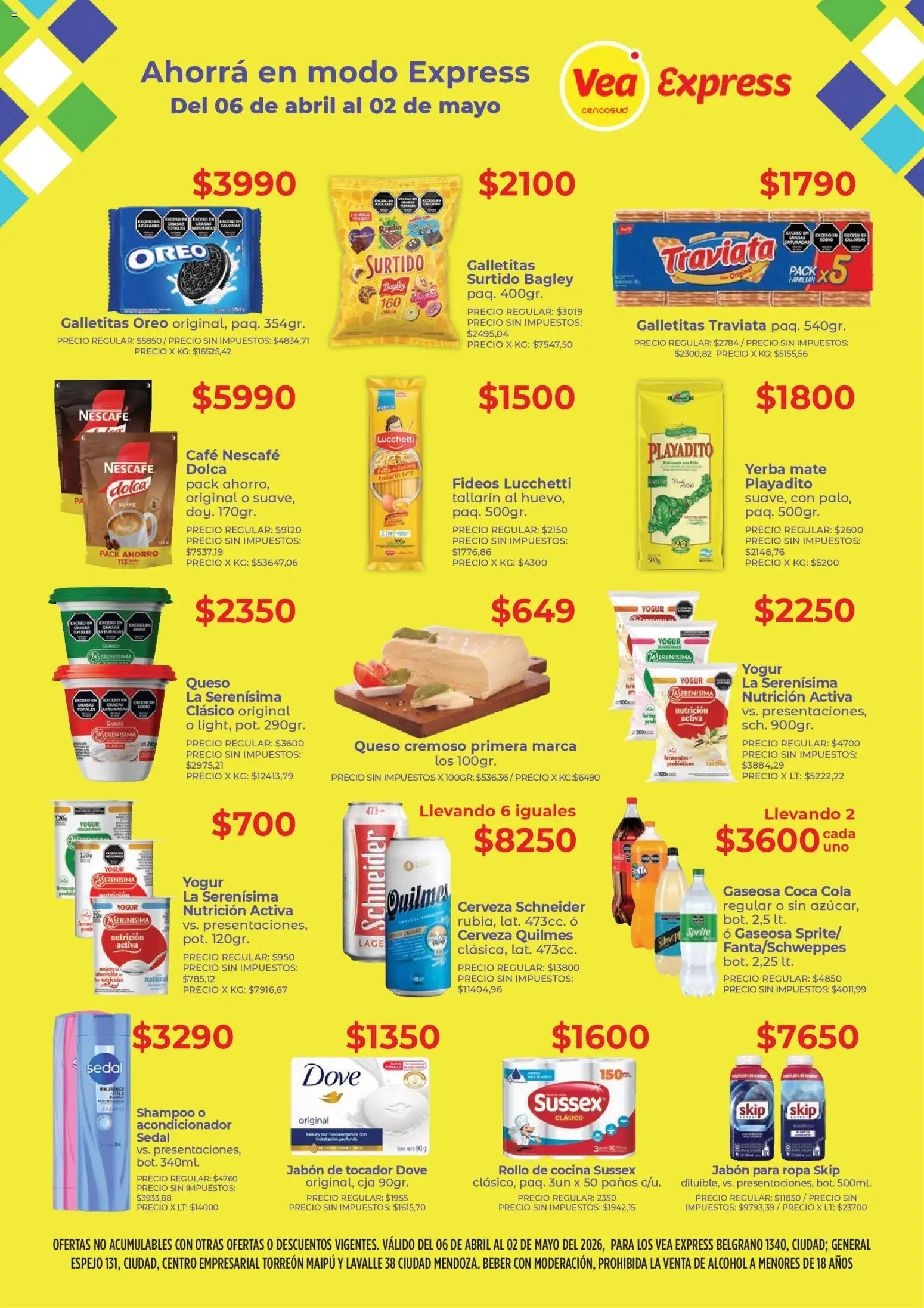 Vea - Ofertas Vea Express │ válido desde el 06/04/2026 | Página: 1 | Productos: Vainilla, Queso, Café, Cerveza