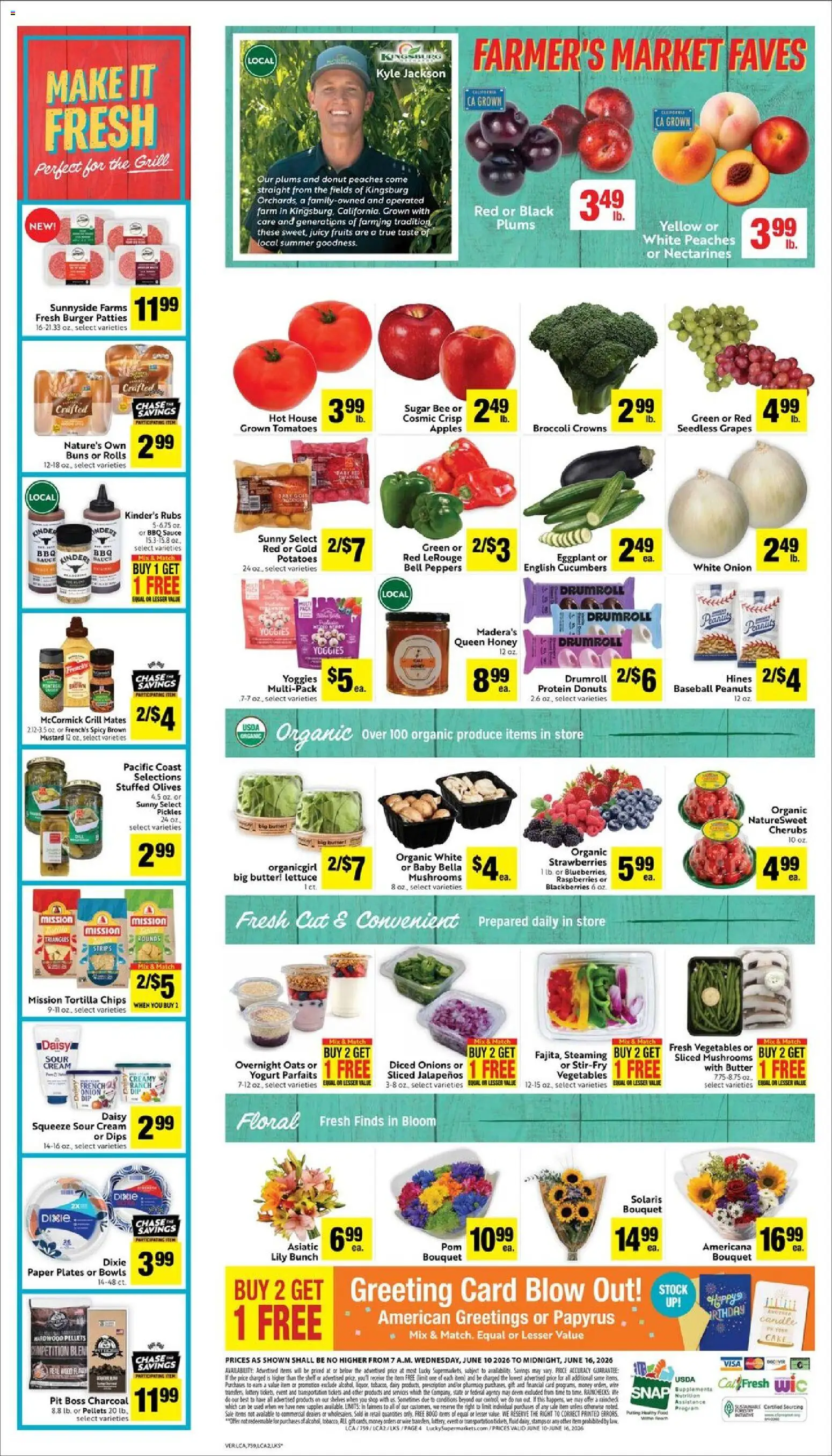 Lucky Supermarkets Weekly - AK - valid from 10.06.2026 | Page: 6 | Products: Peaches, Crowns, Cucumbers, Vegetables