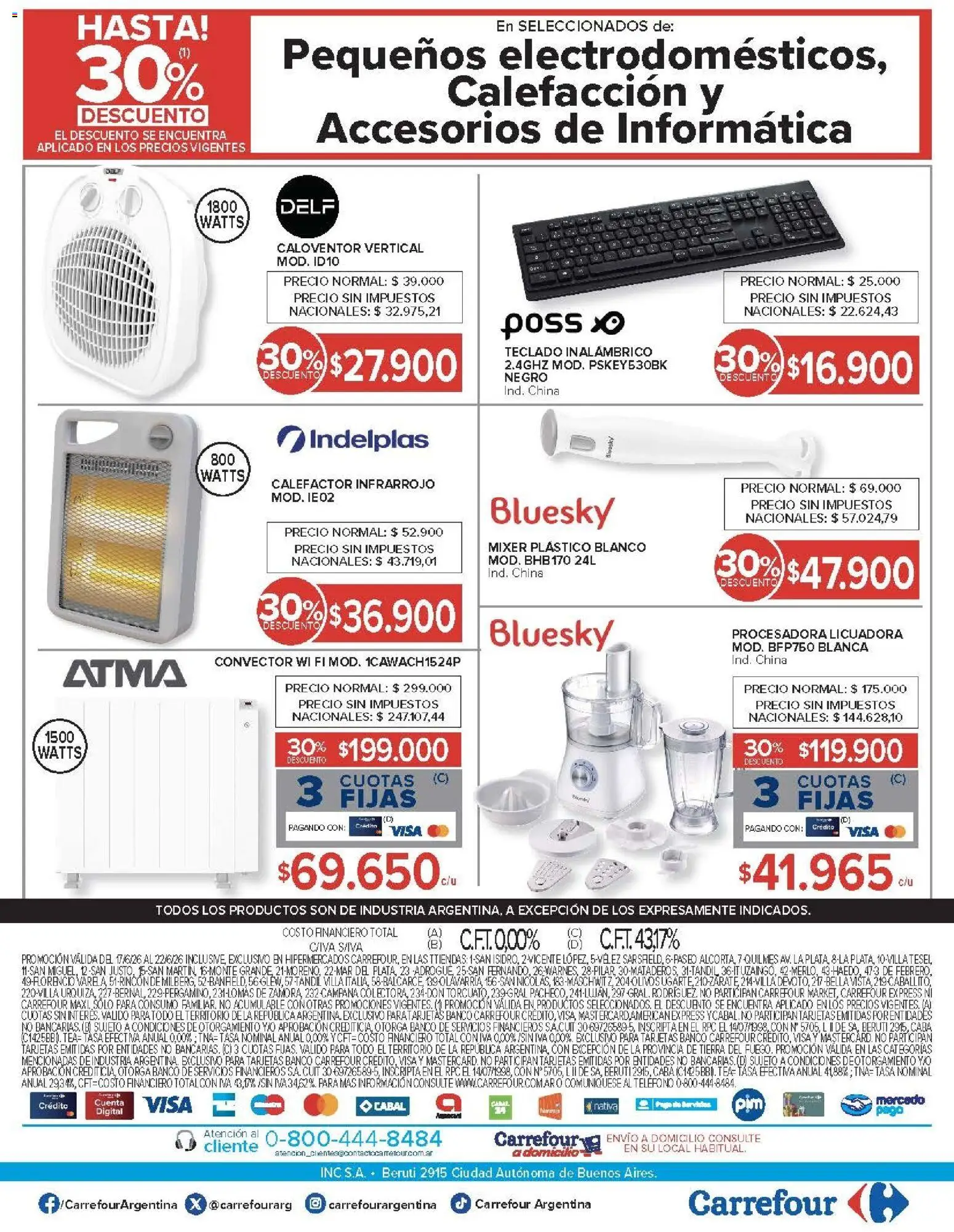 Carrefour ofertas │ válido desde el 17.06.2026 | Página: 34 | Productos: Teléfono, Teclado, Campana, Procesadora
