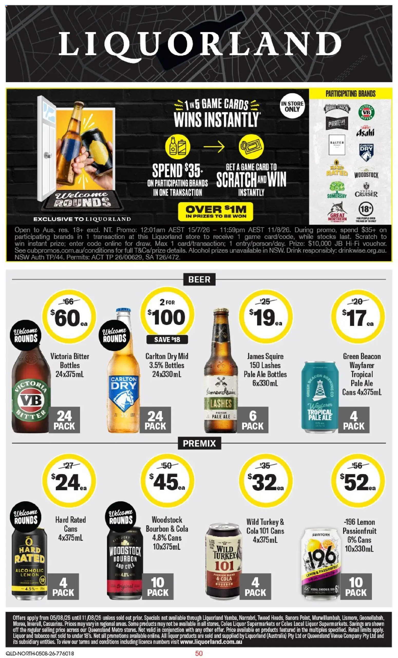 Coles catalogue - valid from 05/08/2026 | Page: 50 | Products: Beer, Bourbon, Turkey, Game