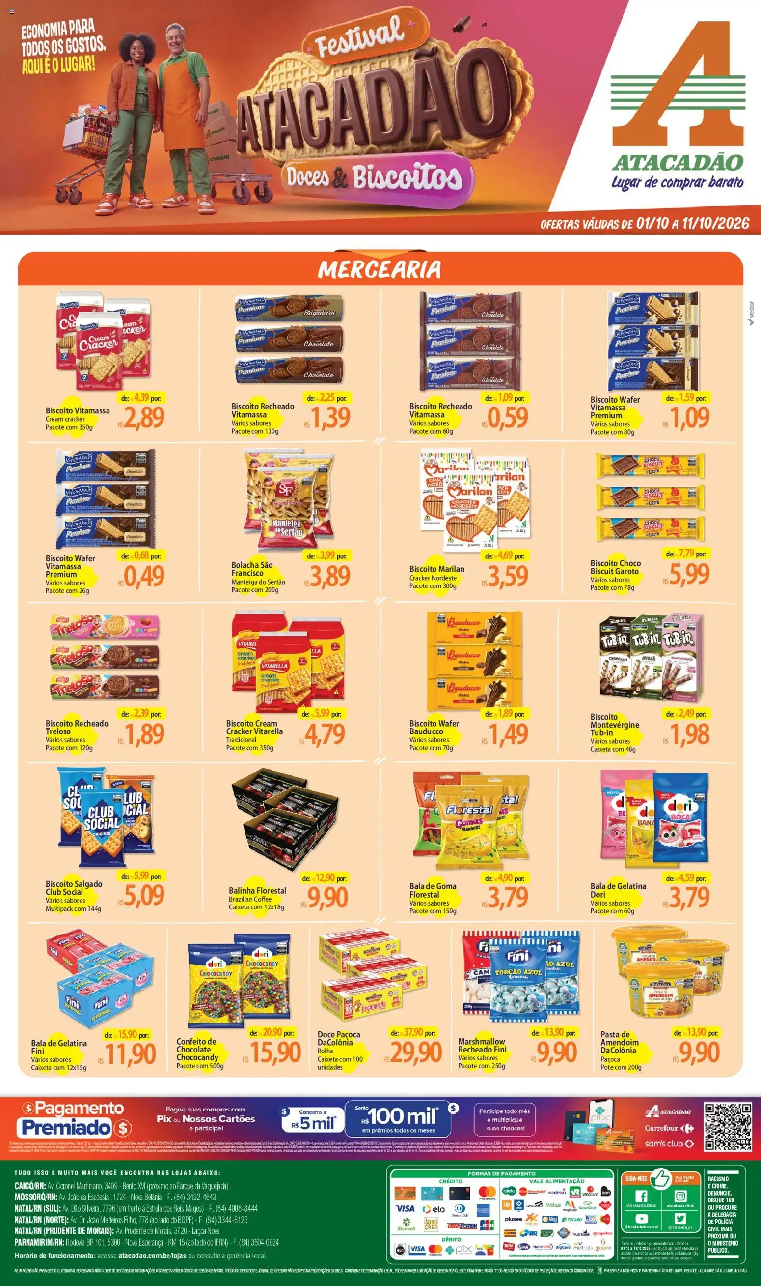Atacadão Folheto - válido de 01/10/2026 | Página: 1 | Produtos: Manteiga, Chocolate, Cream cracker, Paçoca
