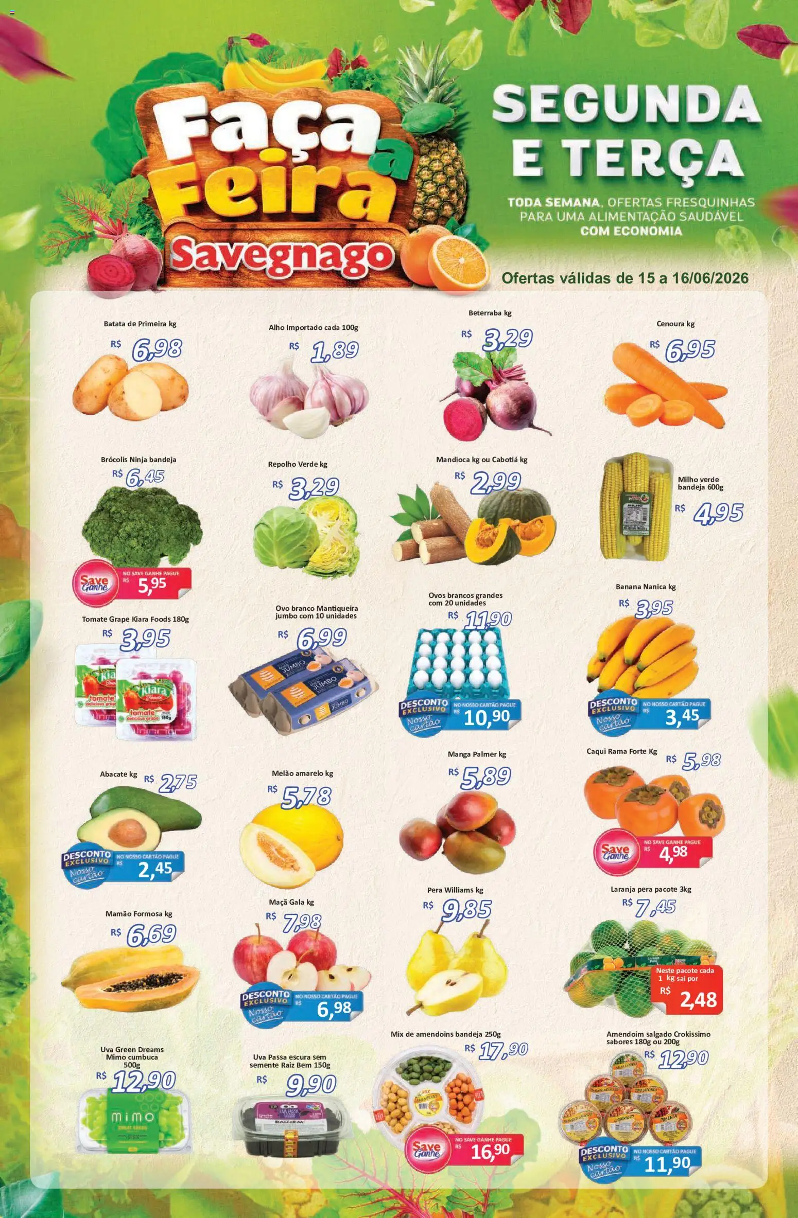 Savegnago Folheto - válido de 15.06.2026 | Página: 1 | Produtos: Amendoim, Beterraba, Ovos, Batata