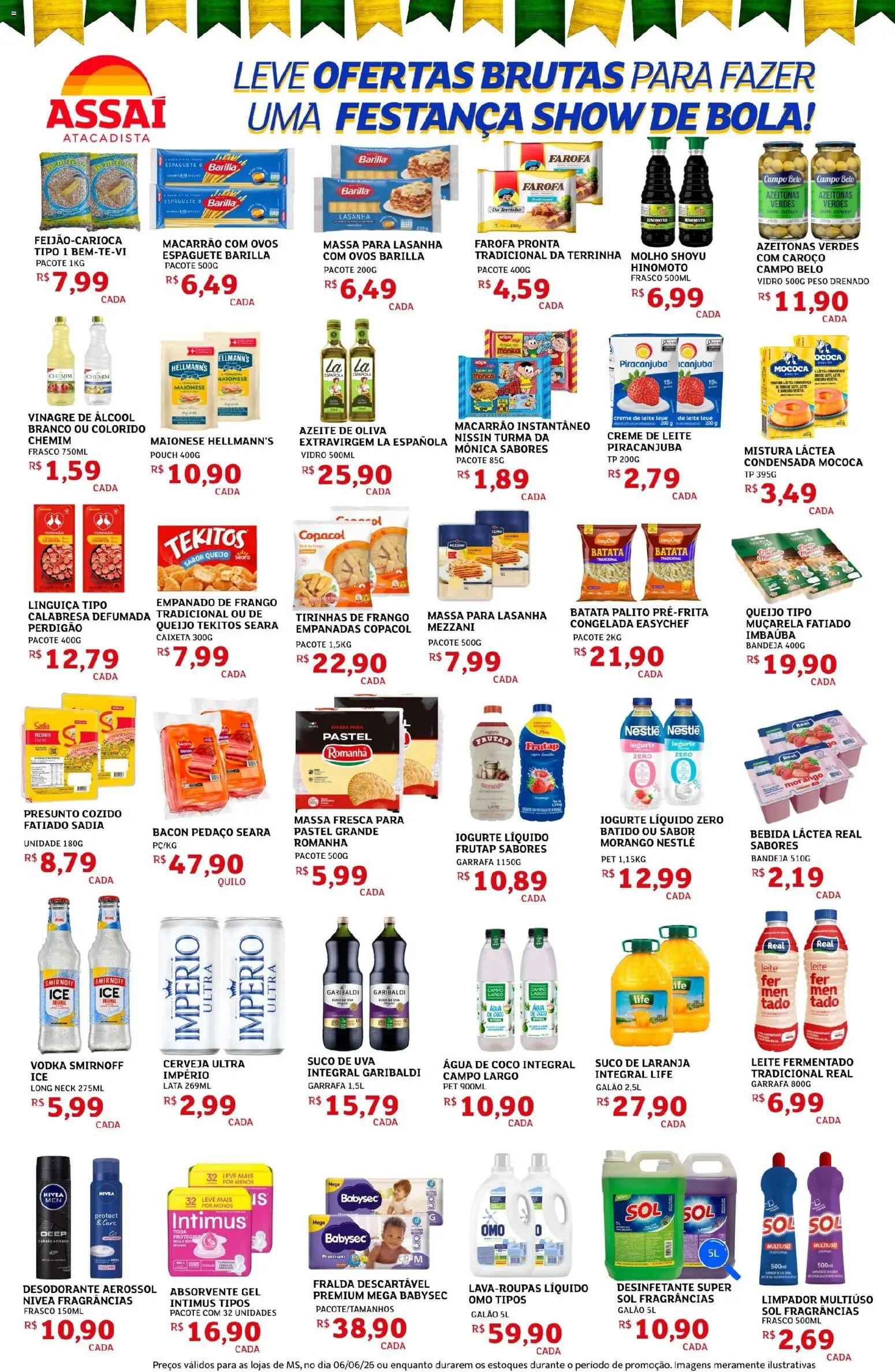 Assaí Atacadista Folheto - válido de 07.06.2026 | Página: 3 | Produtos: Azeitonas, Molho shoyu, Creme de leite, Farofa
