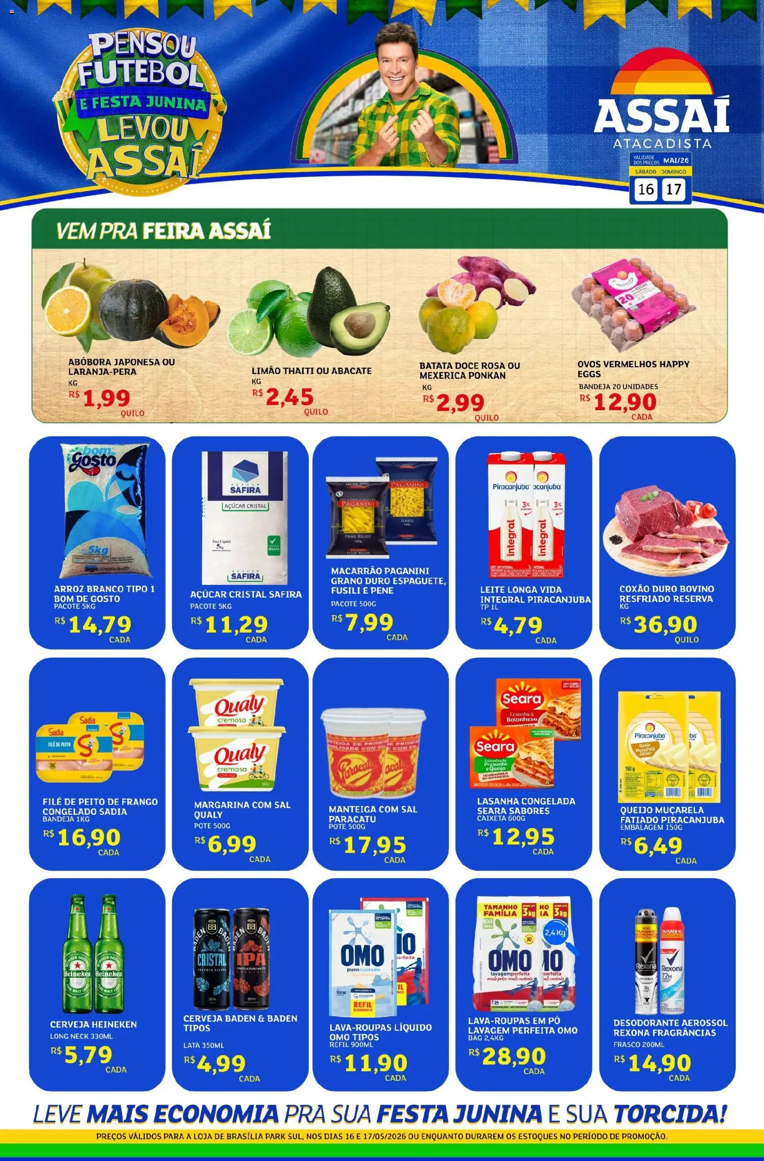 Assaí Atacadista Folheto - válido de 16.05.2026 | Página: 1 | Produtos: Mexerica, Muçarela, Cerveja Heineken, Sal