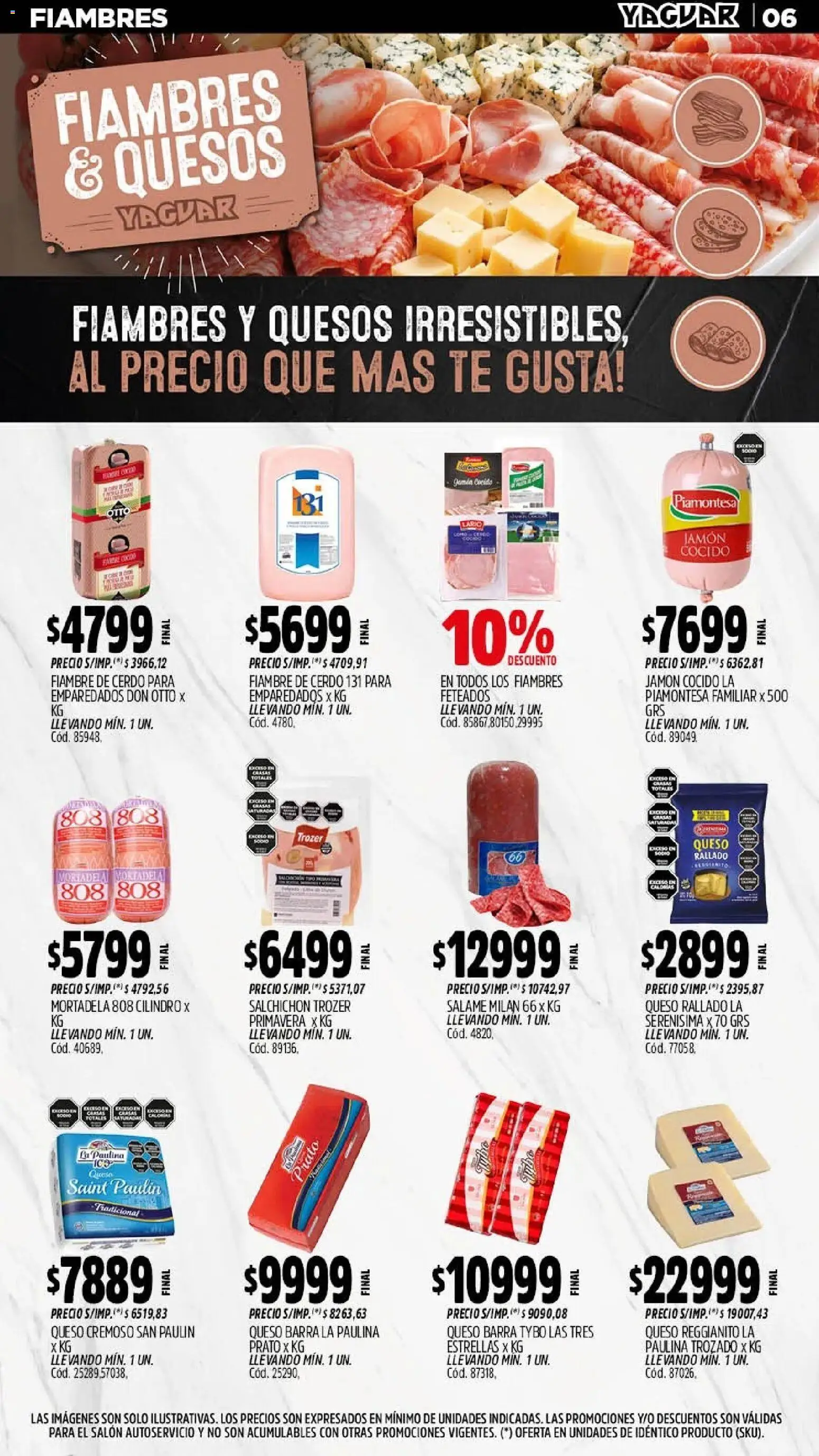 Yaguar - Oferta Semanal Córdoba │ válido desde el 25.05.2026 | Página: 6 | Productos: Mortadela, Queso, Salame, Té