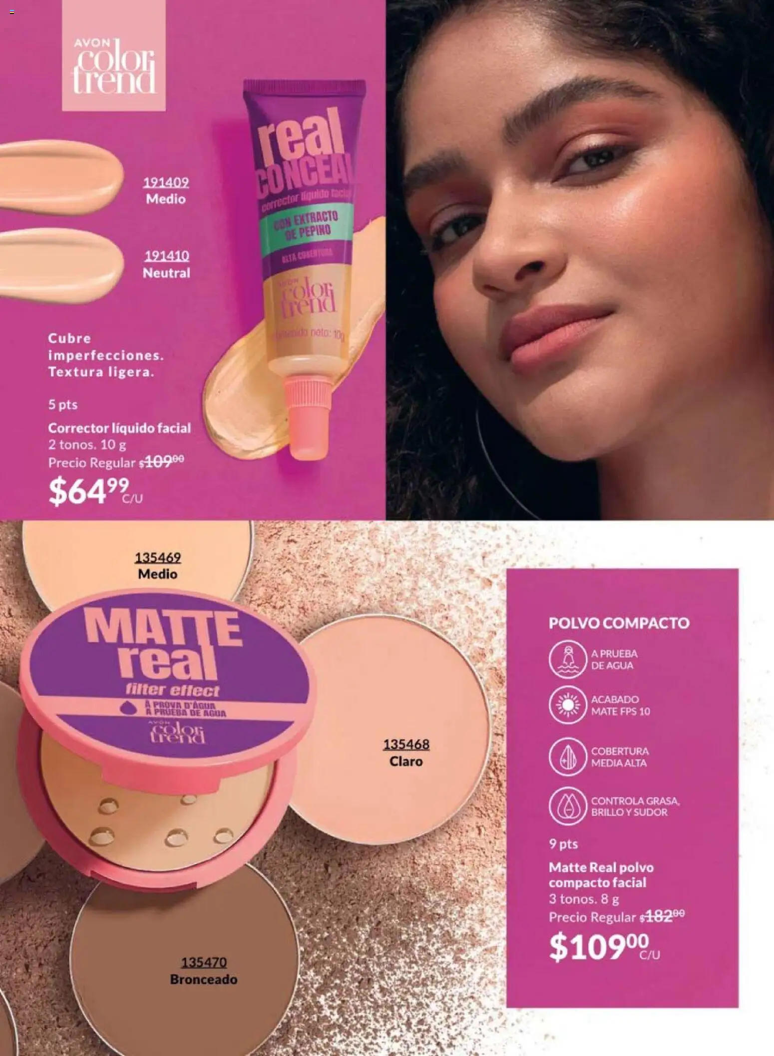 Nuevas ofertas de AVON válidas en toda la República Mexicana desde el 20/02/2026. ¡Encuentra las mejores ofertas en AVON campaña 4 2026! | Página: 46 | Productos: Agua, Polvo compacto, Pepino, Polvo