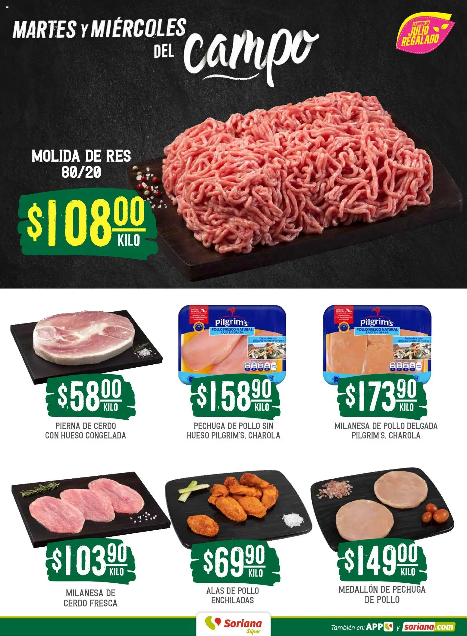 Nuevas ofertas de Soriana válidas en toda la República Mexicana desde el 09.06.2026. ¡Encuentra las mejores ofertas en Soriana Martes y Miércoles del Campo Súper: Ags, Nay, Jal, Qro, Col, Mich, Gto, Hgo, Tlax, Mor, Pue, Gro, Oax, Edo. de Mex, Vall! | Página: 4 | Productos: Pollo, Milanesa, Cerdo, Res