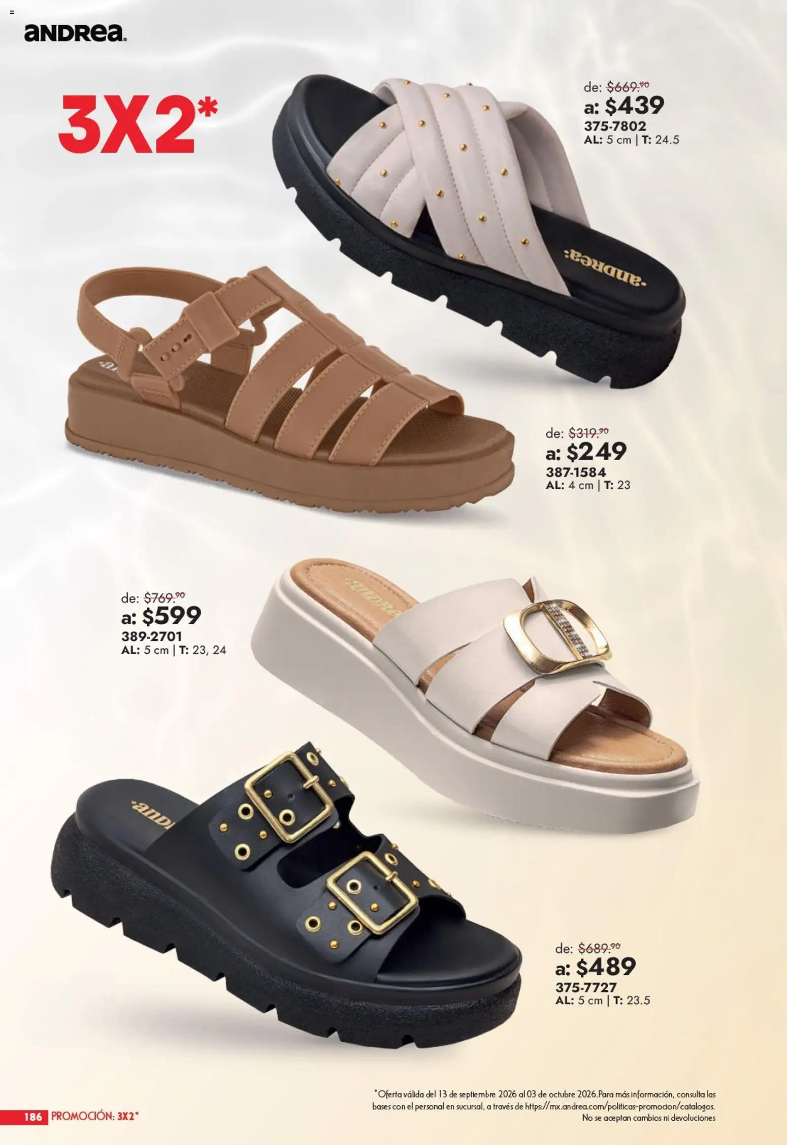 Nuevas ofertas de Andrea válidas en toda la República Mexicana desde el 13/09/2026. ¡Encuentra las mejores ofertas en Andrea catálogo Outlet! | Página: 186
