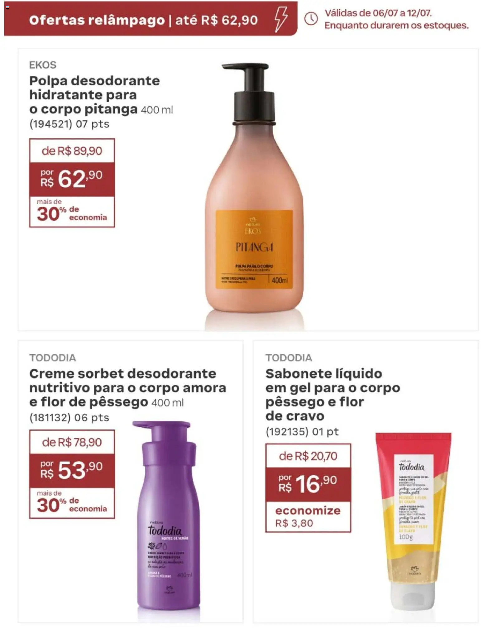Natura Folheto - válido de 19/07/2026 | Página: 177 | Produtos: Pêssego, Desodorante, Sabonete, Sabonete líquido