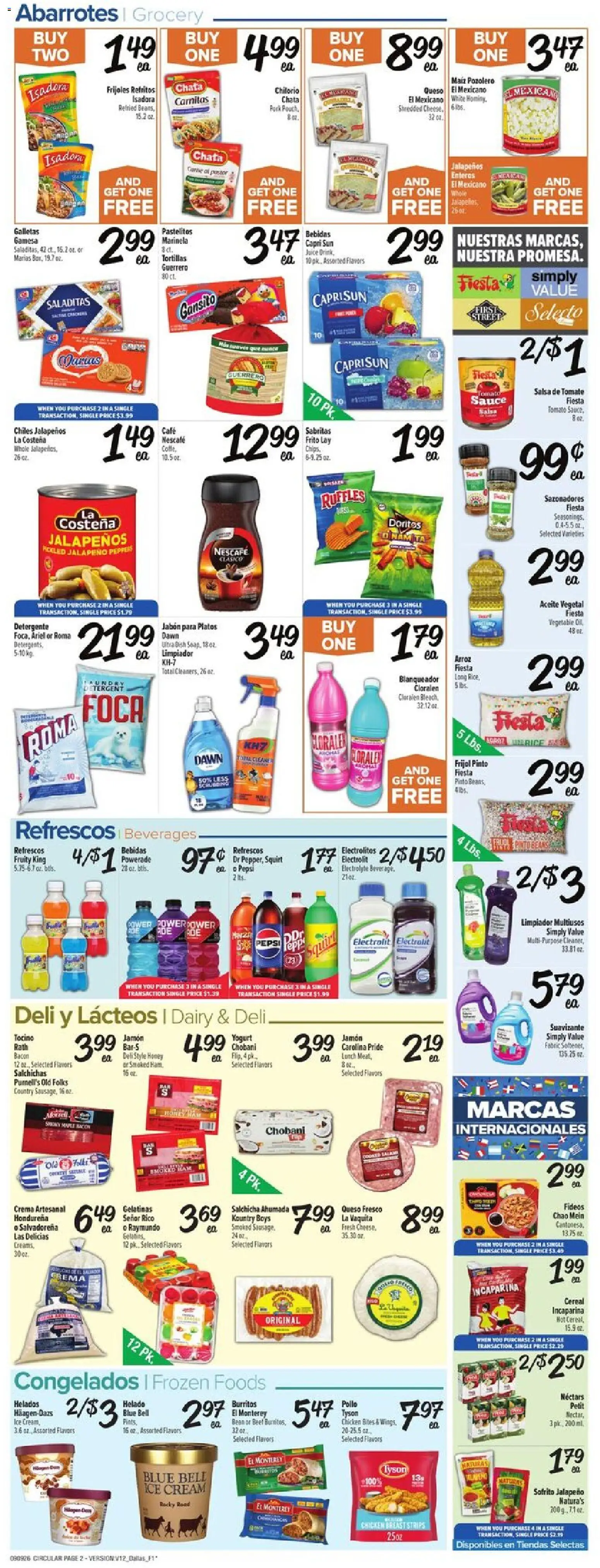Fiesta Mart Weekly Ad - valid from 09/09/2026 | Page: 2 | Products: Jalapeno peppers, Chicken, Ice cream, Tortillas