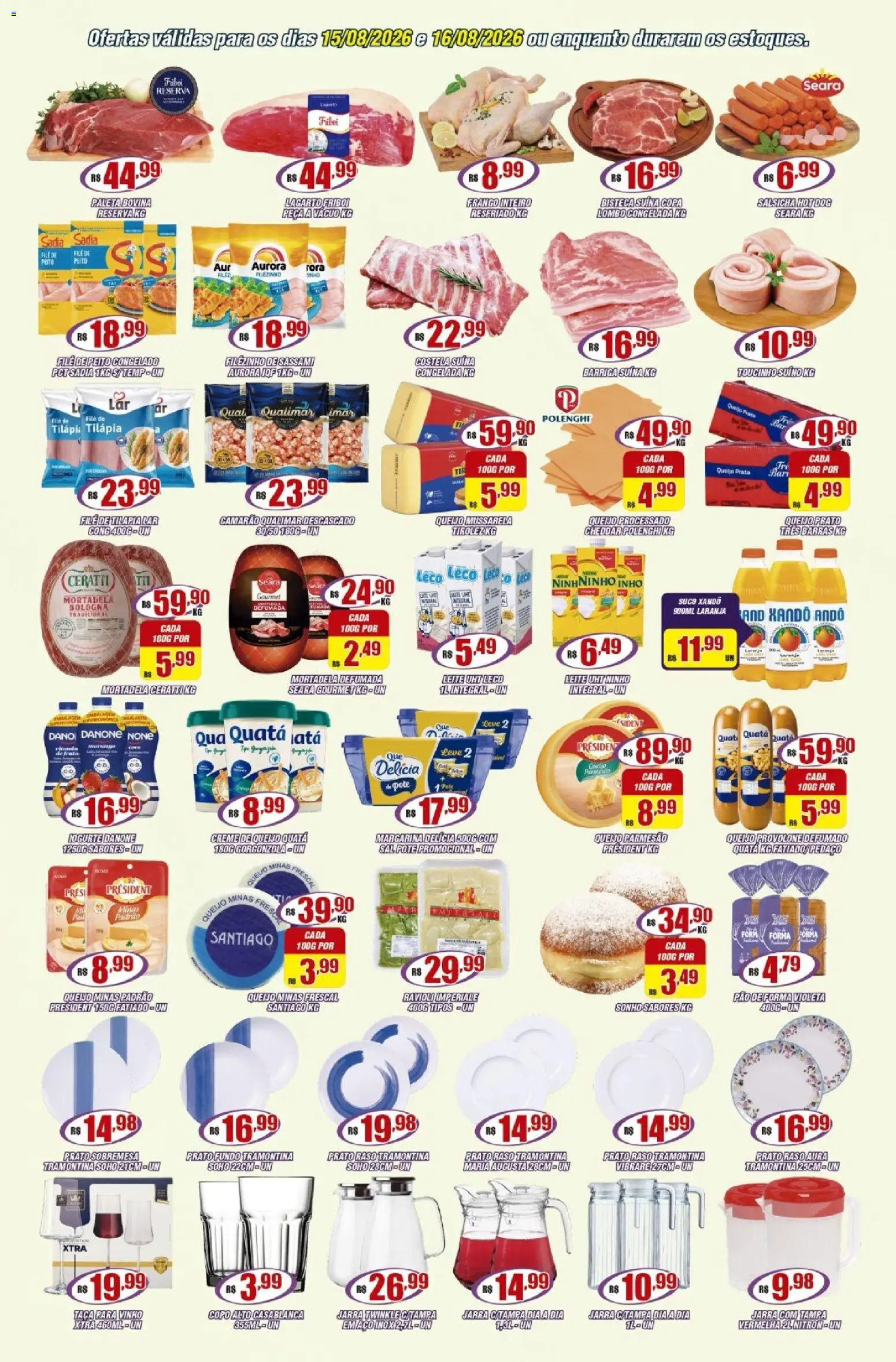 Violeta Supermercados Folheto - válido de 15/08/2026 | Página: 2 | Produtos: Frango inteiro, Leite, Tilápia, Queijo processado