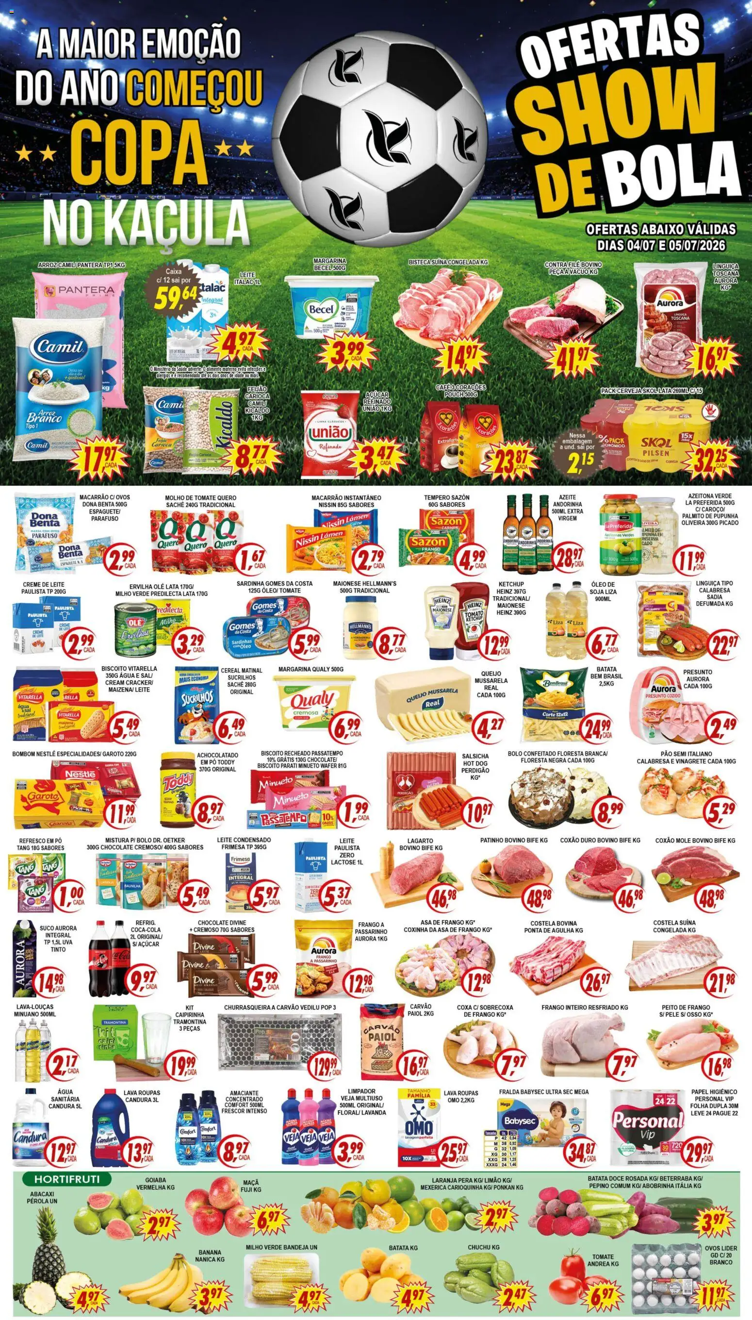 Kaçula Folheto - válido de 04/07/2026 | Página: 1 | Produtos: Beterraba, Feijão, Suco, Copa