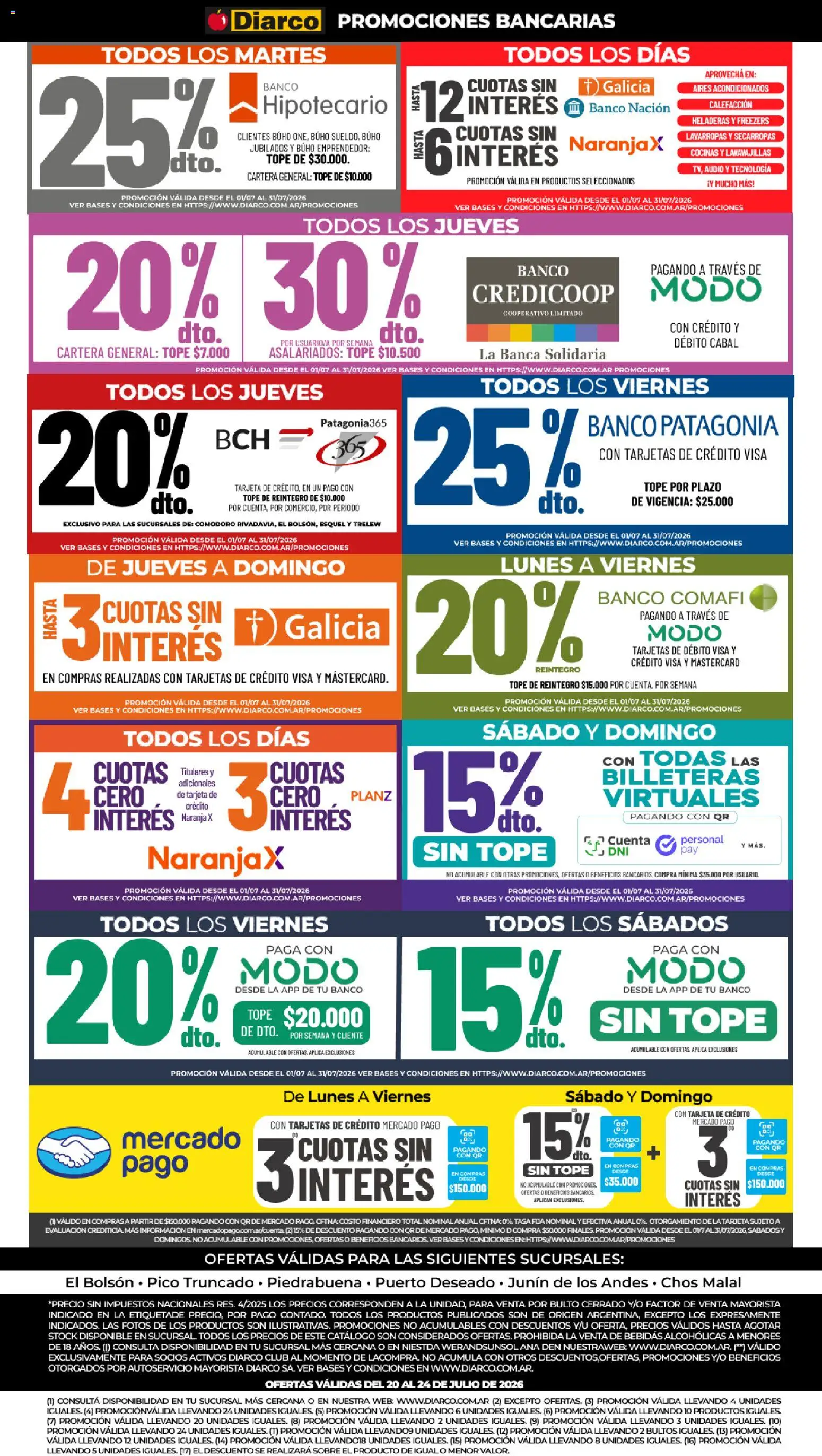 Diarco - Ofertas Pueblo Sur │ válido desde el 20/07/2026 | Página: 11 | Productos: Audio, Lavavajillas, Sobre, Lavarropas