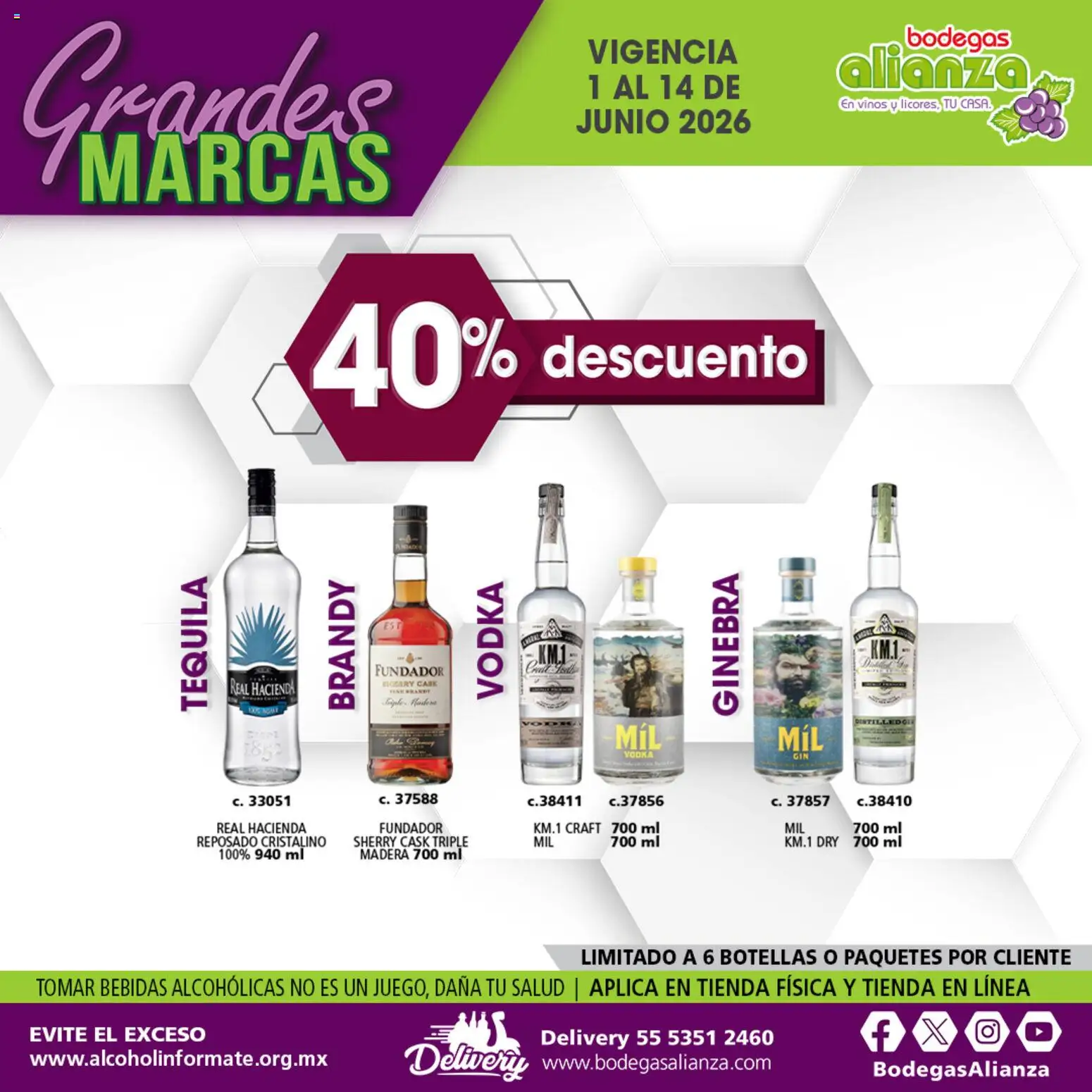 Nuevas ofertas de Bodegas Alianza válidas en toda la República Mexicana desde el 01.06.2026. ¡Encuentra las mejores ofertas en Bodegas Alianza catálogo Grandes Marcas! | Página: 2 | Productos: Ginebra, Tequila, Vodka