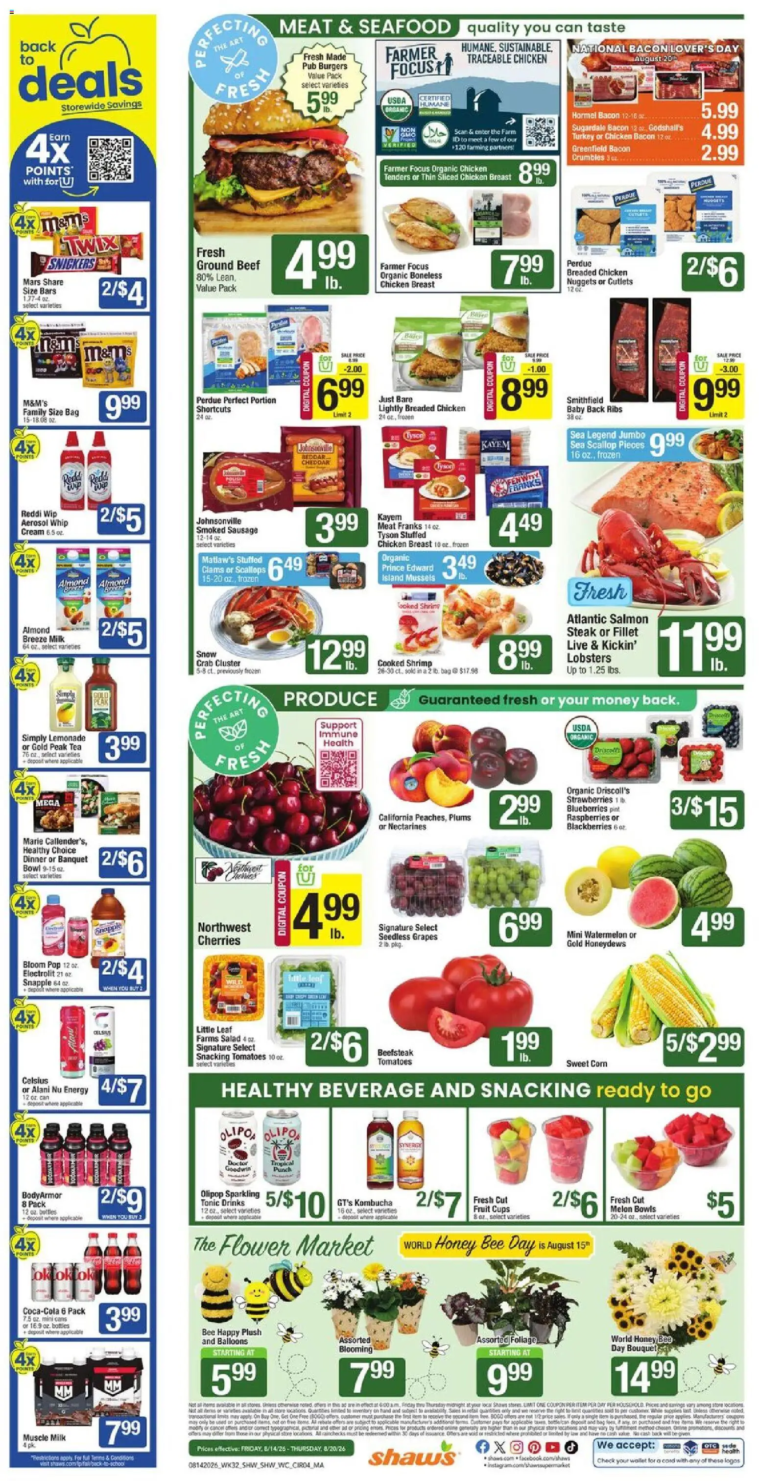 Star Market Weekly Ad - MA - valid from 08/14/2026 | Page: 4 | Products: Plums, Milk, Bacon, Sausage