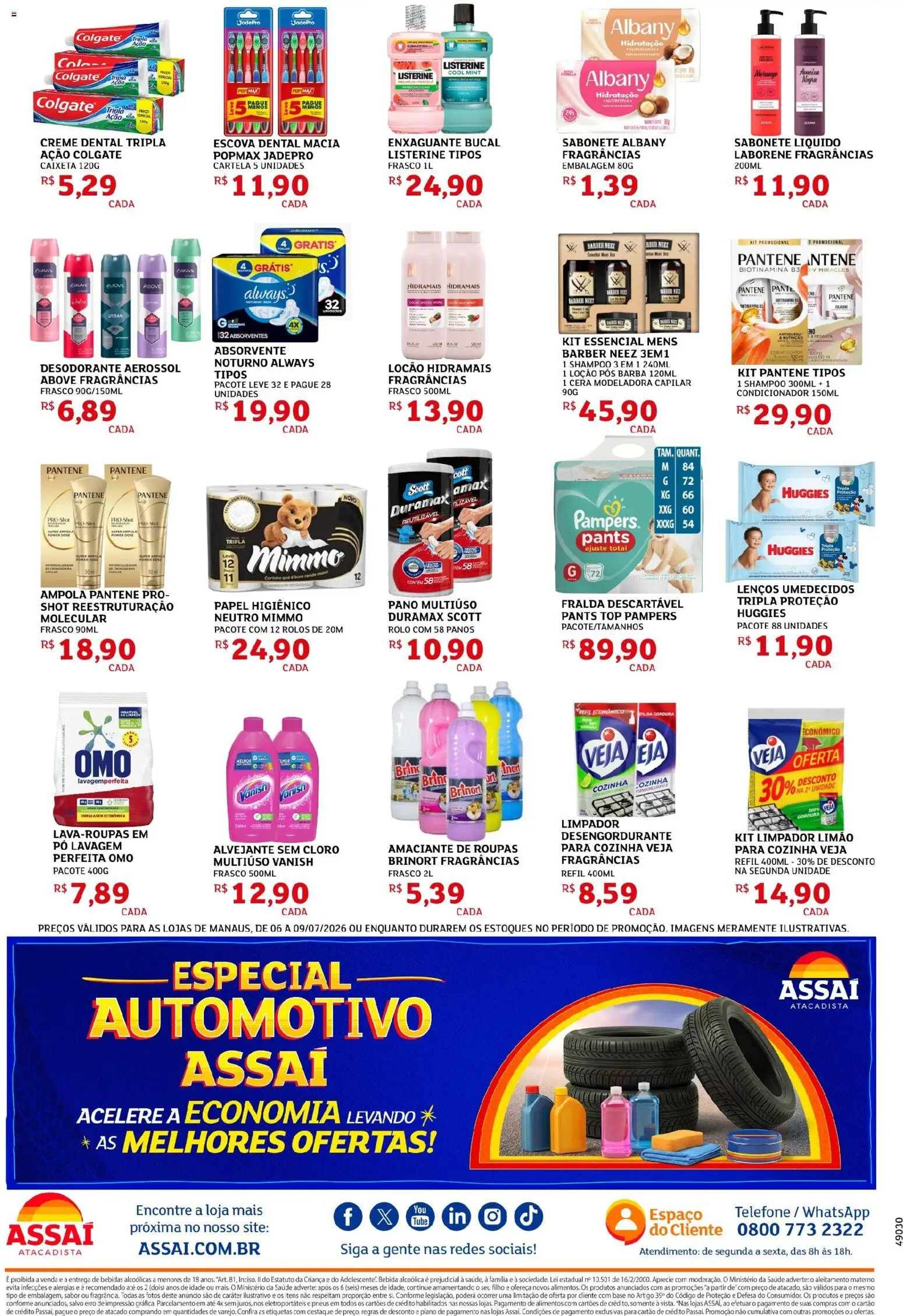 Assaí Atacadista Folheto - válido de 05/07/2026 | Página: 4 | Produtos: Pó, Rolo, Absorvente, Sabonete líquido