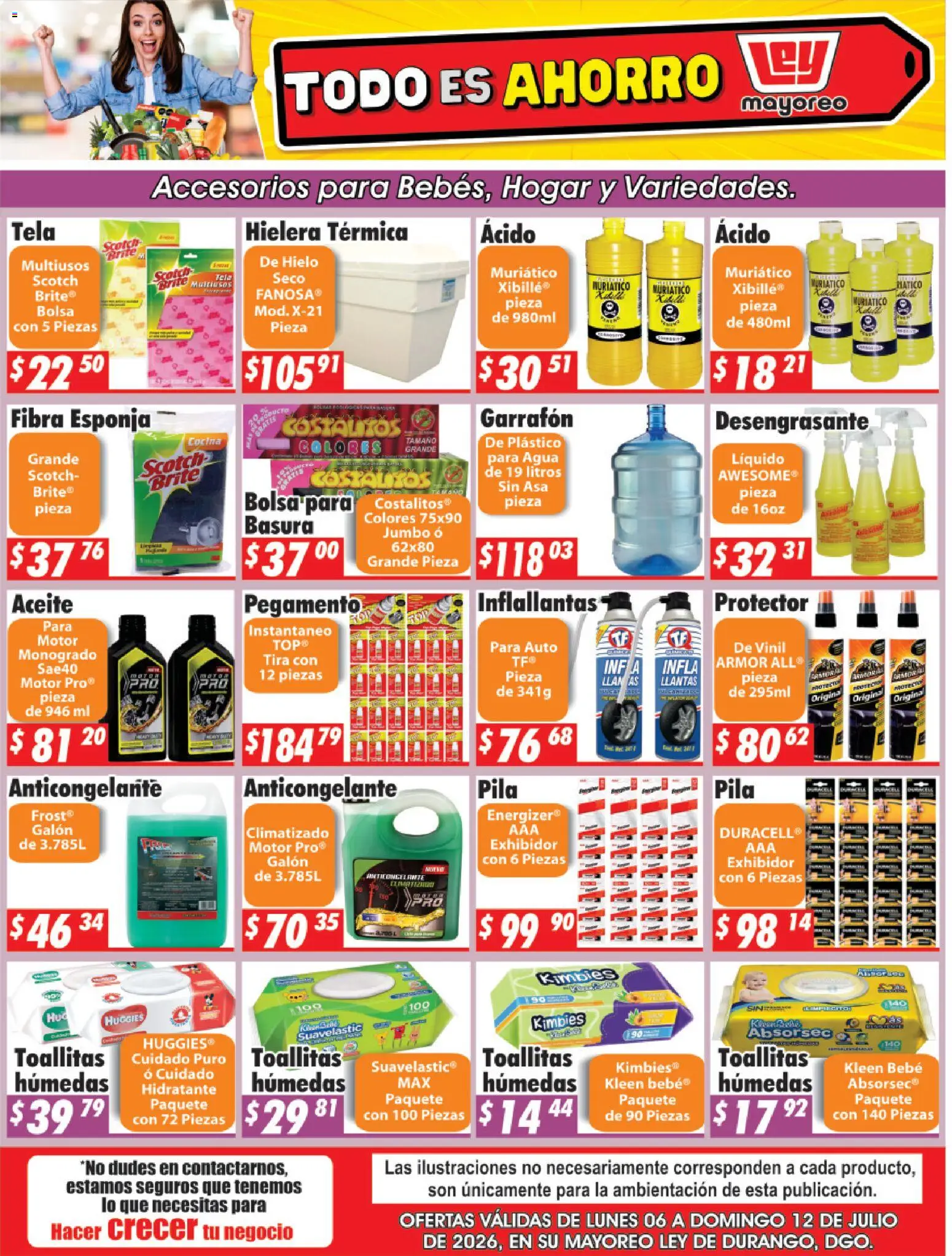 Nuevas ofertas de Casa Ley válidas en toda la República Mexicana desde el 06/07/2026. ¡Encuentra las mejores ofertas en Casa Ley folleto Durango! | Página: 3 | Productos: Toallitas húmedas, Aceite, Hielera, Cocina