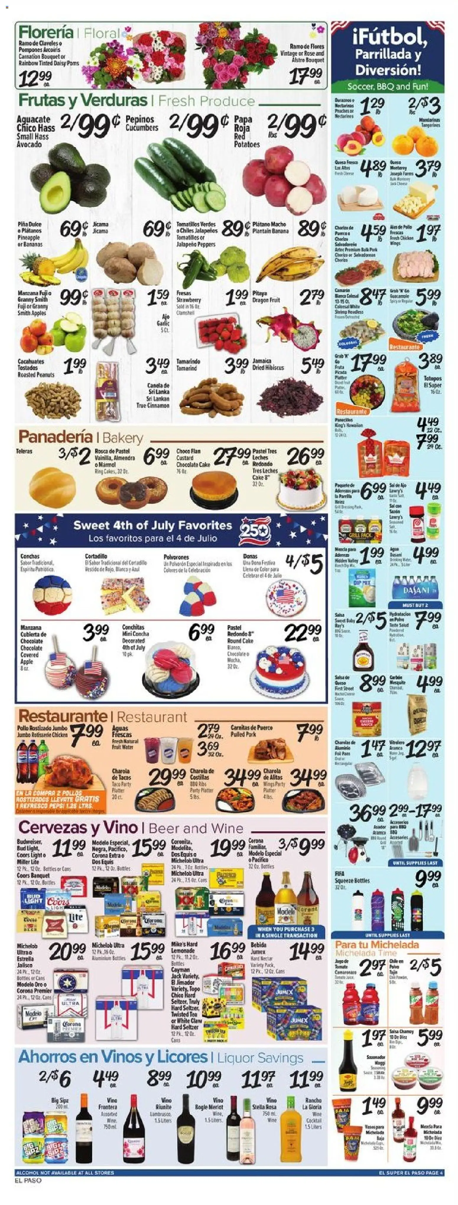 El Super Weekly Ad - TX - valid from 06/24/2026 | Page: 4 | Products: Ring, Bananas, Cucumbers, Avocado