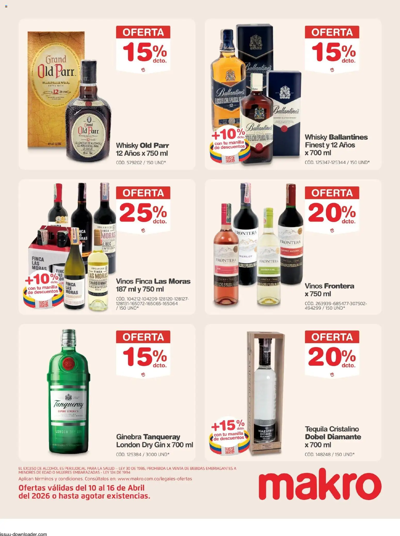 Makro revista - valida desde el 10.04.2026 | Página: 18 | Productos: Ginebra, Whisky, Tequila, Tintura