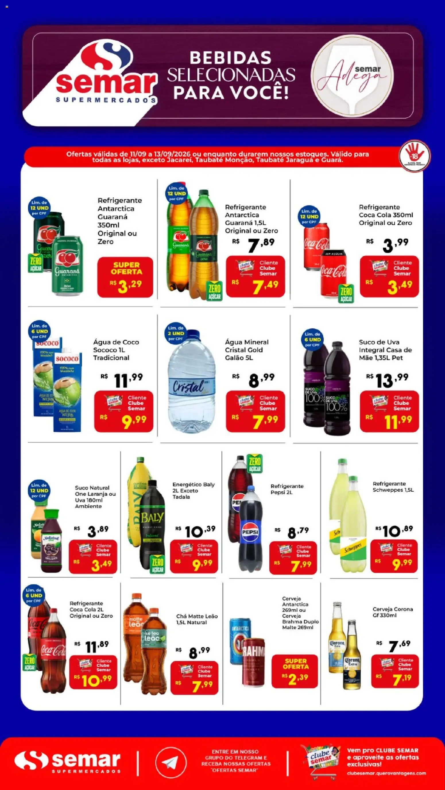 Semar Supermercado Folheto - válido de 11/09/2026 | Página: 2 | Produtos: Água de coco, Pepsi, Água, Cerveja Corona