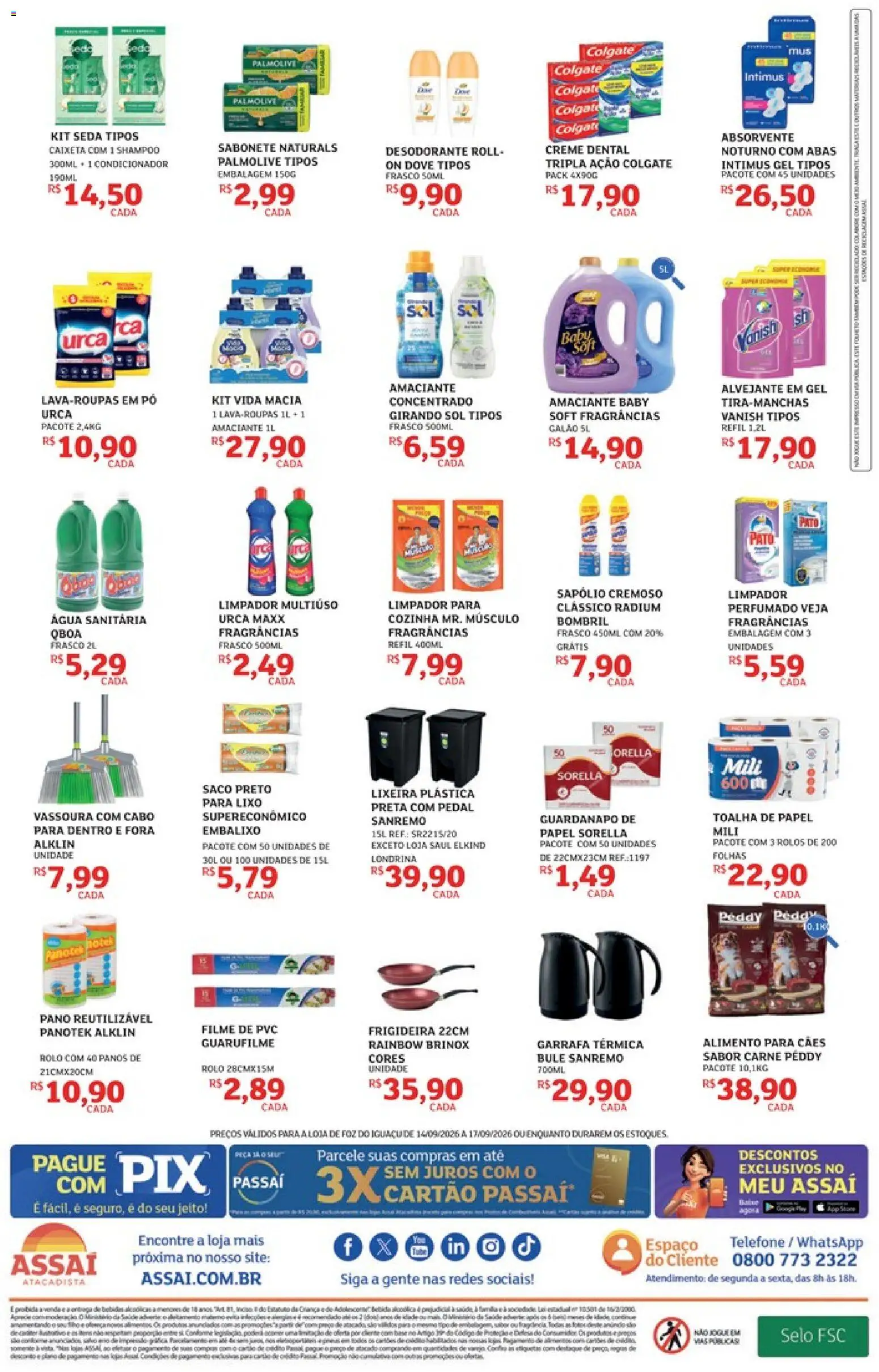 Assaí Atacadista Folheto - válido de 14/09/2026 | Página: 4 | Produtos: Água, Dove, Vanish, Guardanapo