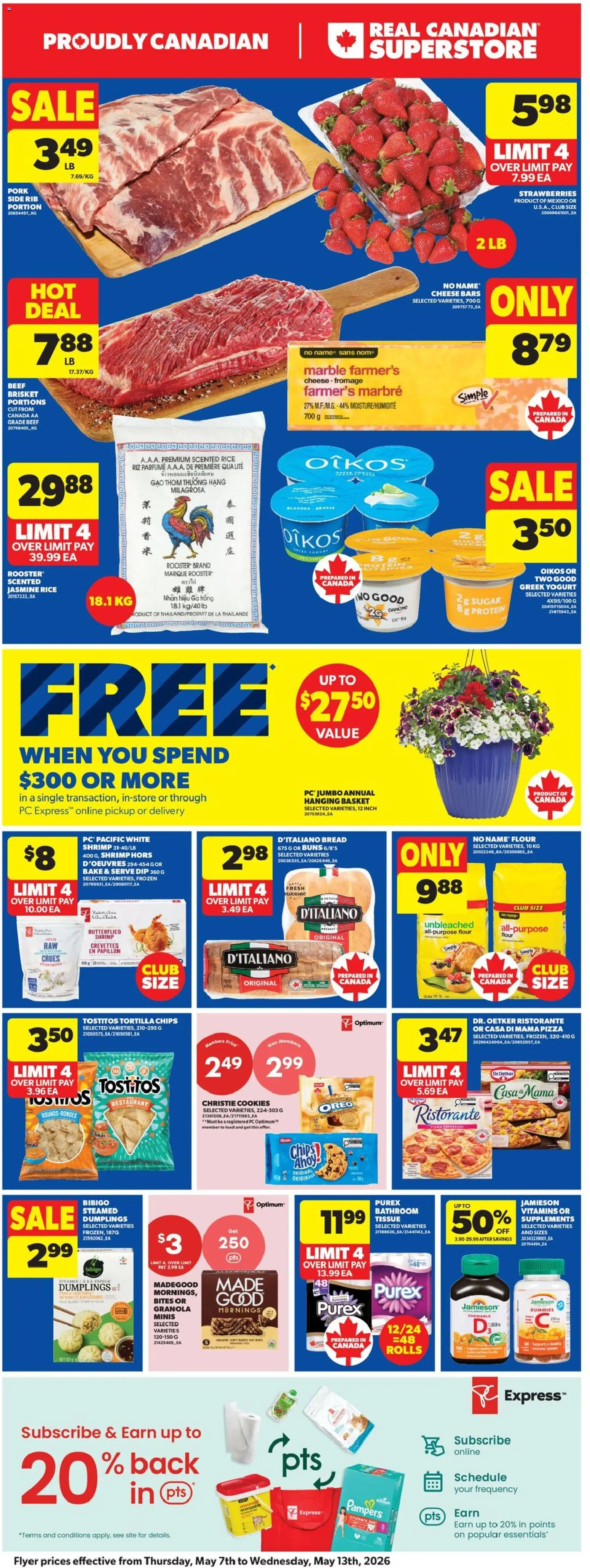 Real Canadian Superstore flyer valid from 07.05.2026 | Page: 4 | Products: Chips, Cheese, Yogurt, Bread