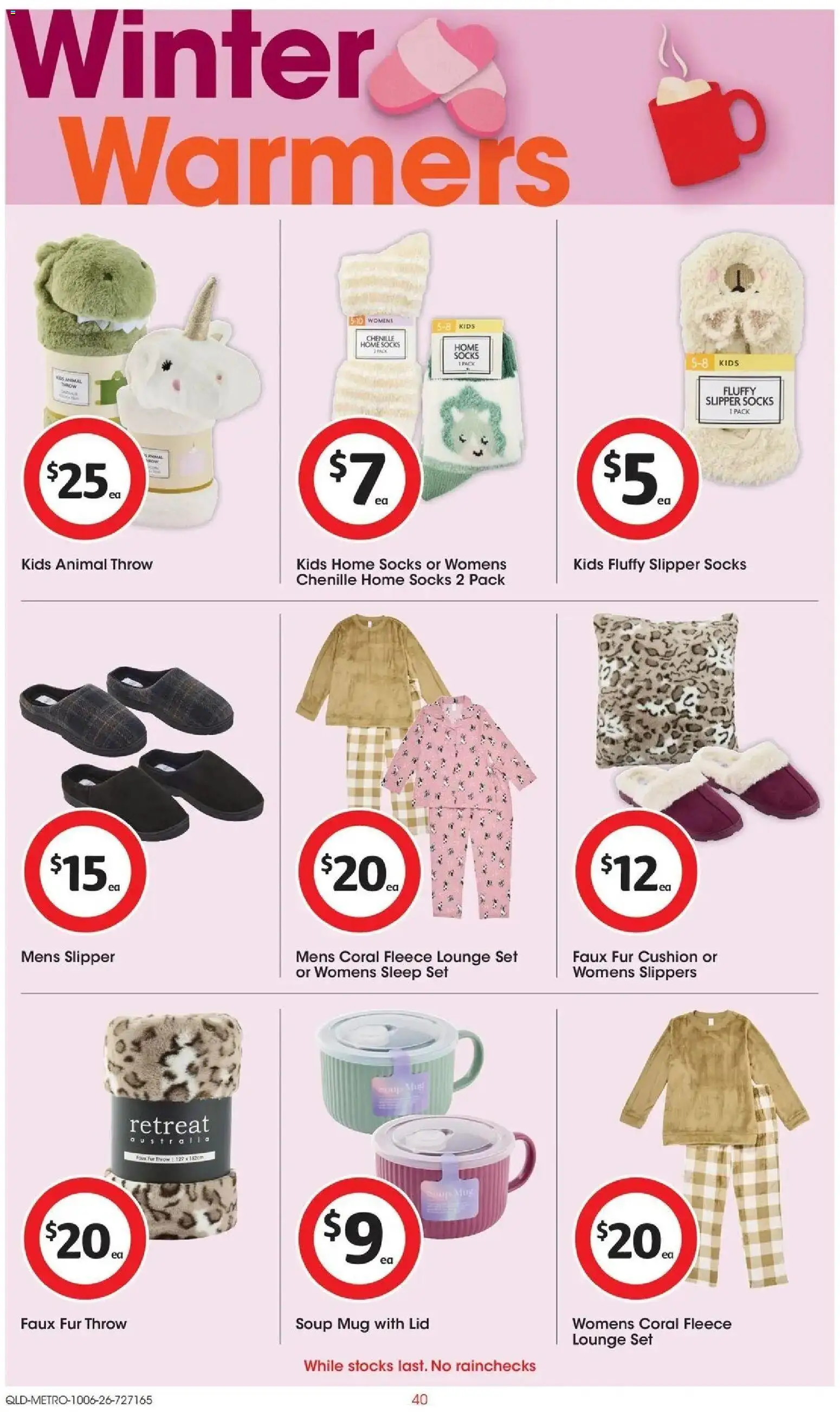 Coles catalogue - valid from 09.06.2026 | Page: 40 | Products: Cushion, Fur, Socks, Slippers