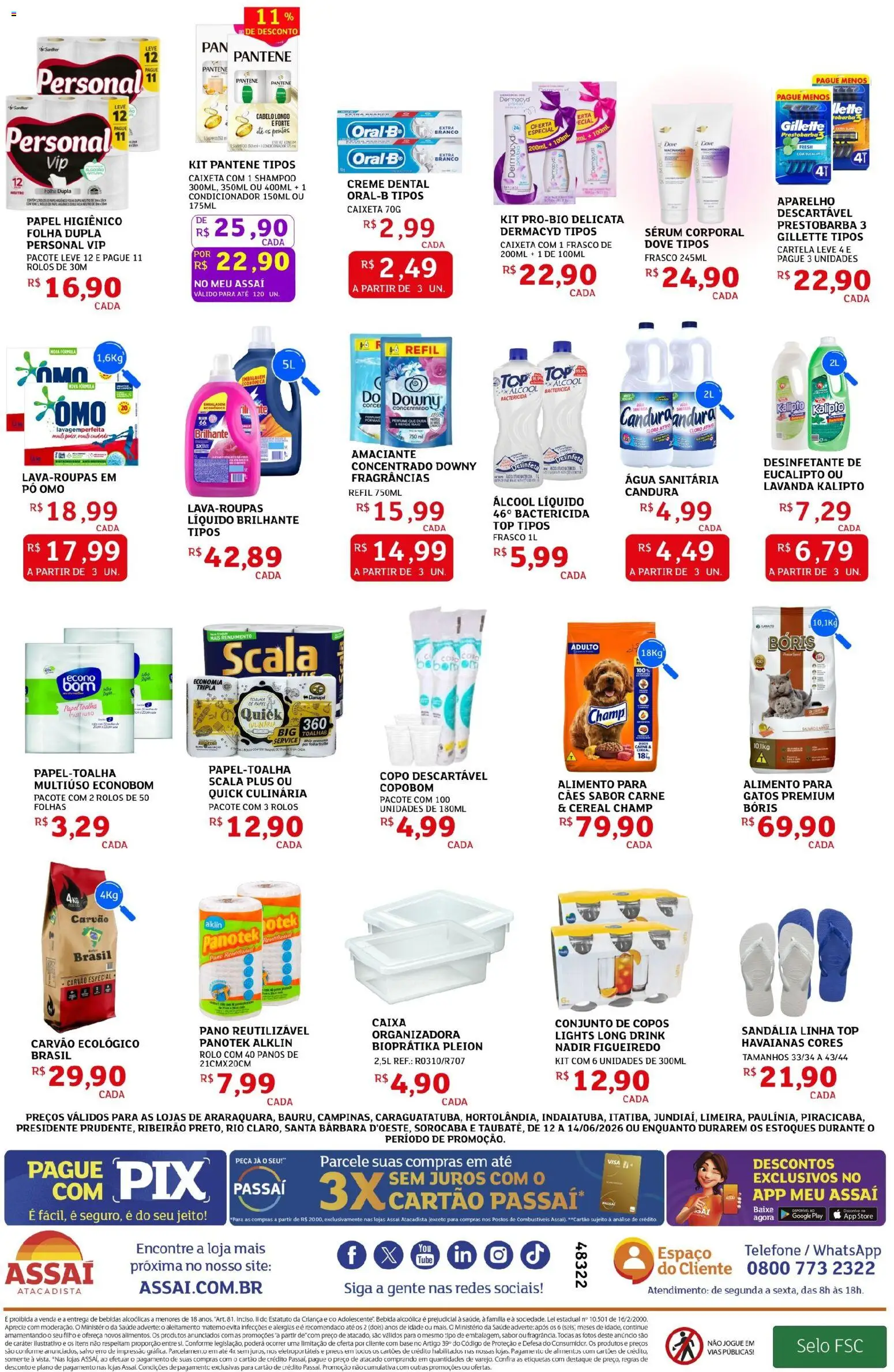 Assaí Atacadista Folheto - válido de 12.06.2026 | Página: 4 | Produtos: Shampoo, Caixa, Carne, Copos