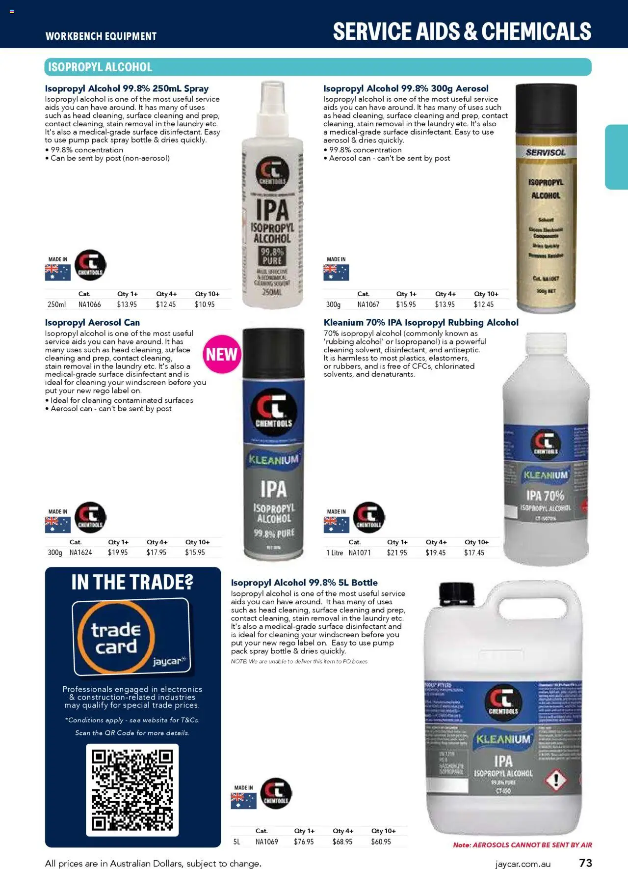 Jaycar catalogue - valid from 09/07/2025 | Page: 73 | Products: Alcohol, Laundry, Rubbing alcohol