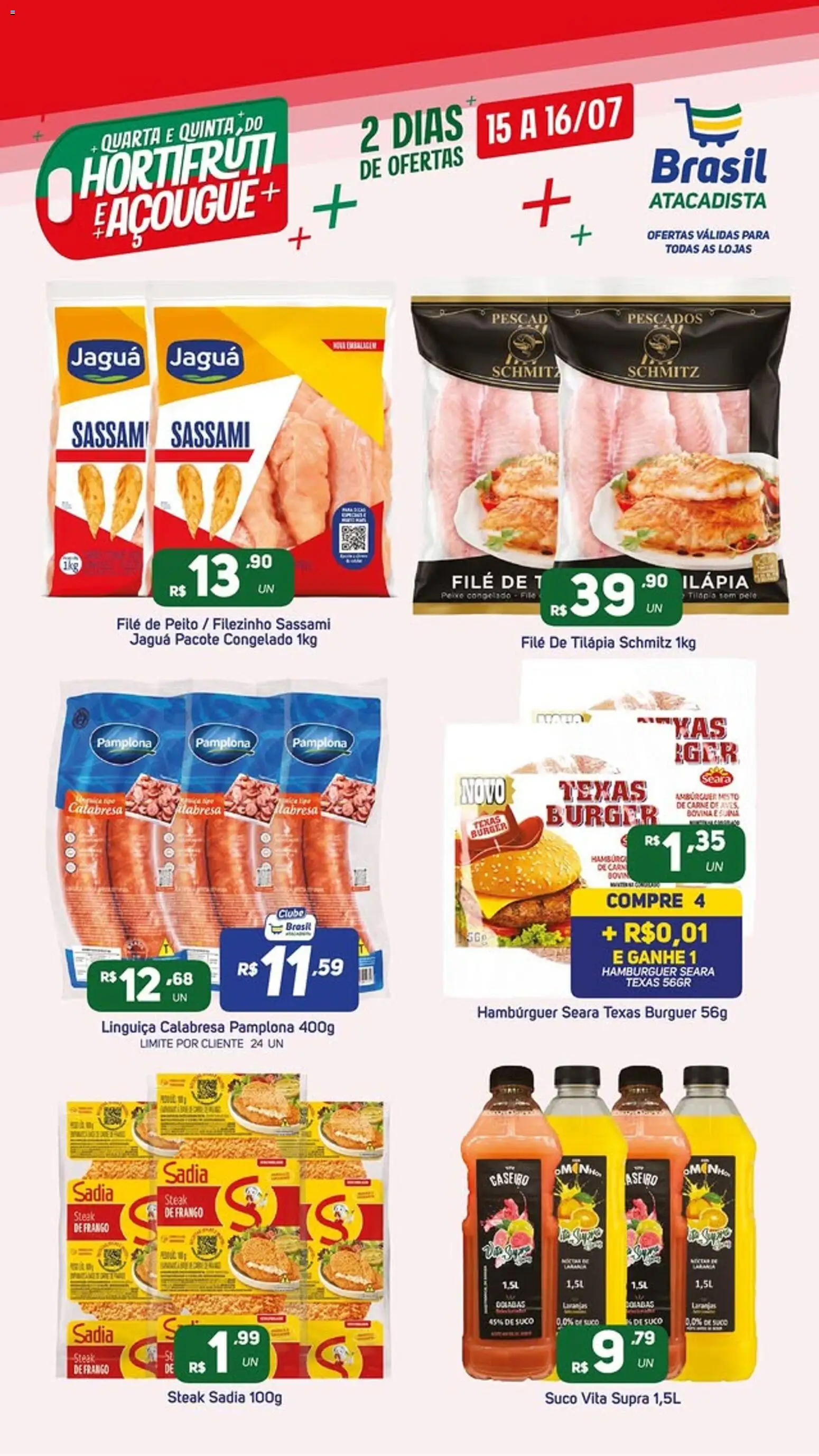 Brasil Atacadista Folheto - válido de 15/07/2026 | Página: 3 | Produtos: Tilápia, Peixe, Carne, Filé de tilápia