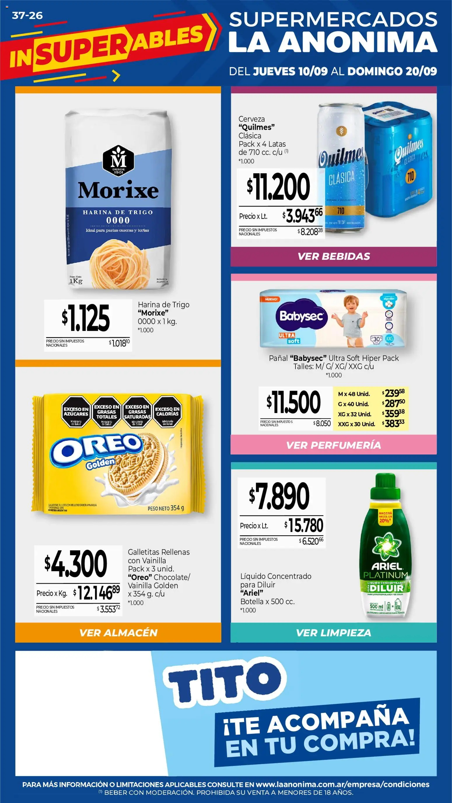 La Anonima catálogo │ válido desde el 10/09/2026 | Página: 1 | Productos: Botella, Tortas, Oreo, Ropa