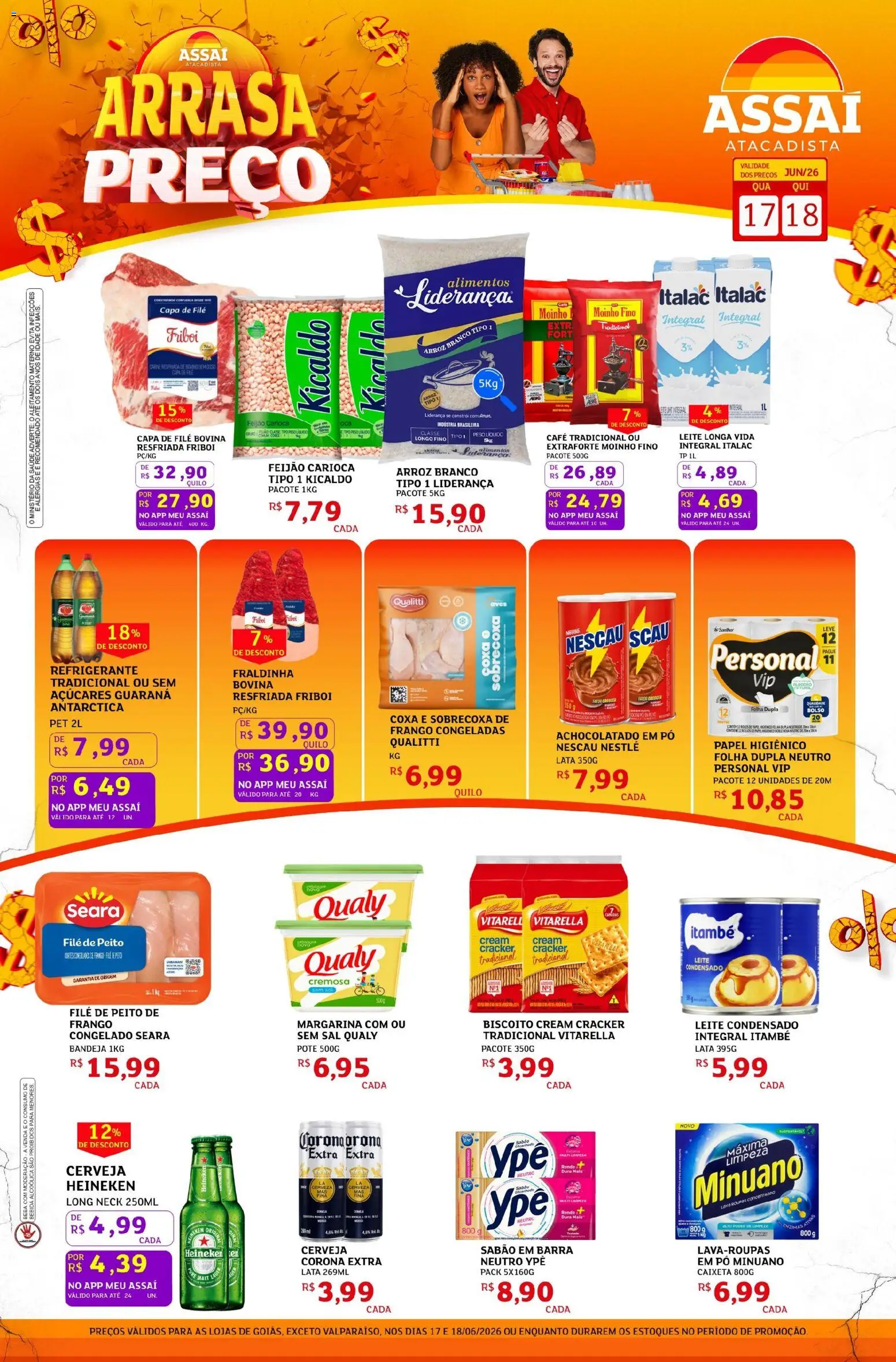 Assaí Atacadista Folheto - válido de 17.06.2026 | Página: 1 | Produtos: Leite, Refrigerante, Frango, Cream cracker
