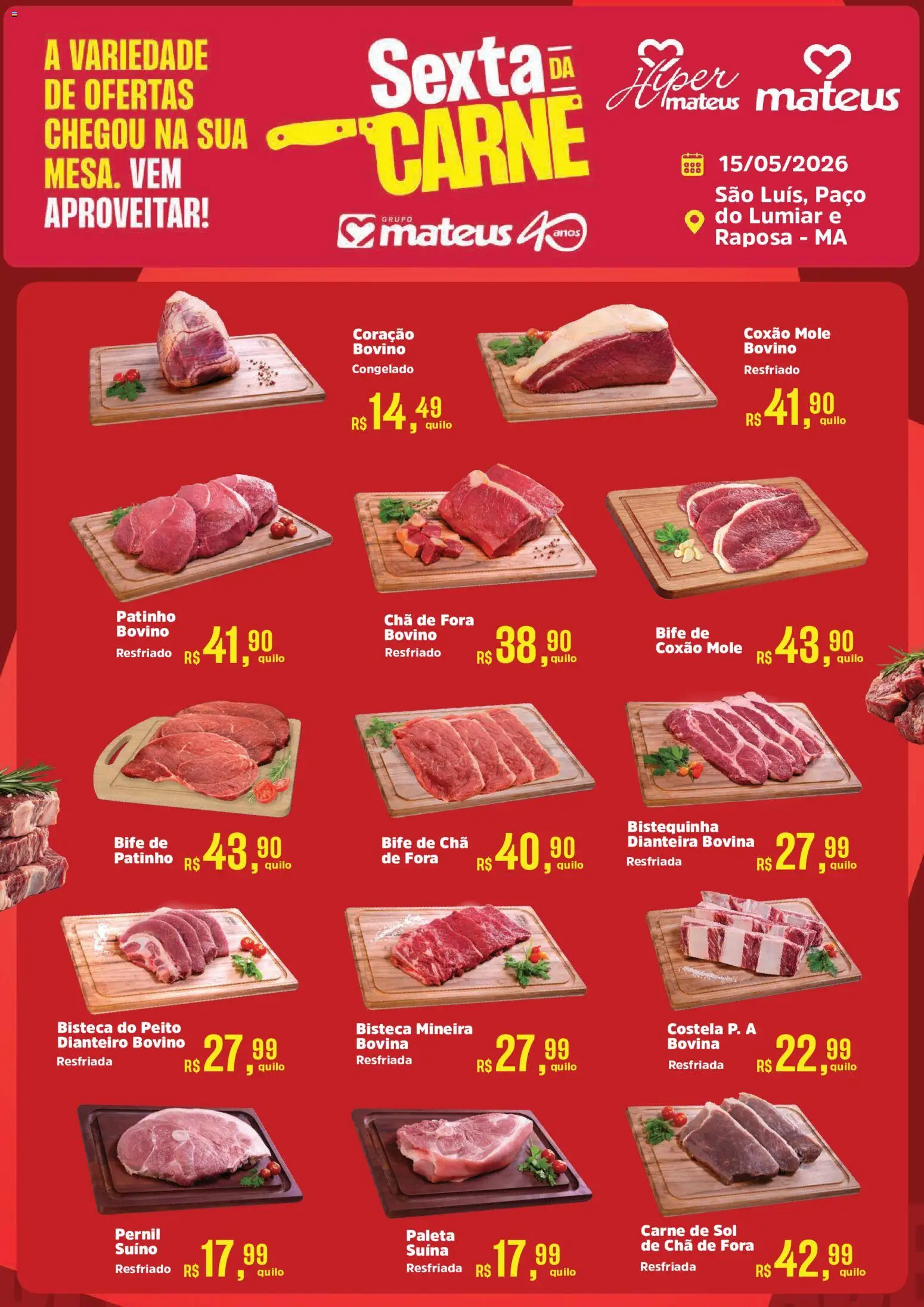 Mateus Folheto - válido de 15.05.2026 | Página: 1 | Produtos: Pernil, Chá, Carne