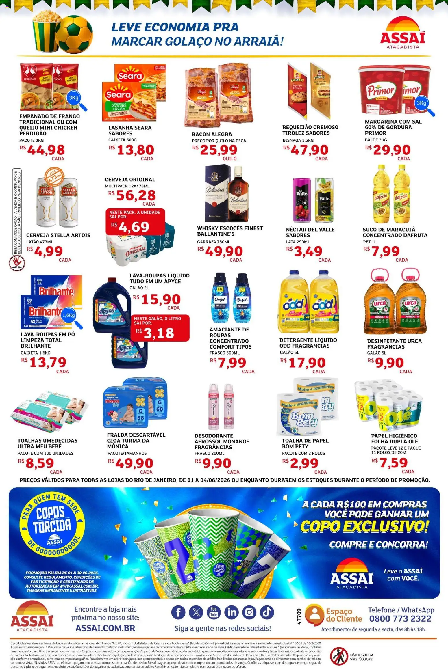 Assaí Atacadista Folheto - válido de 01.06.2026 | Página: 2 | Produtos: Desodorante, Cerveja, Telefone, Balde