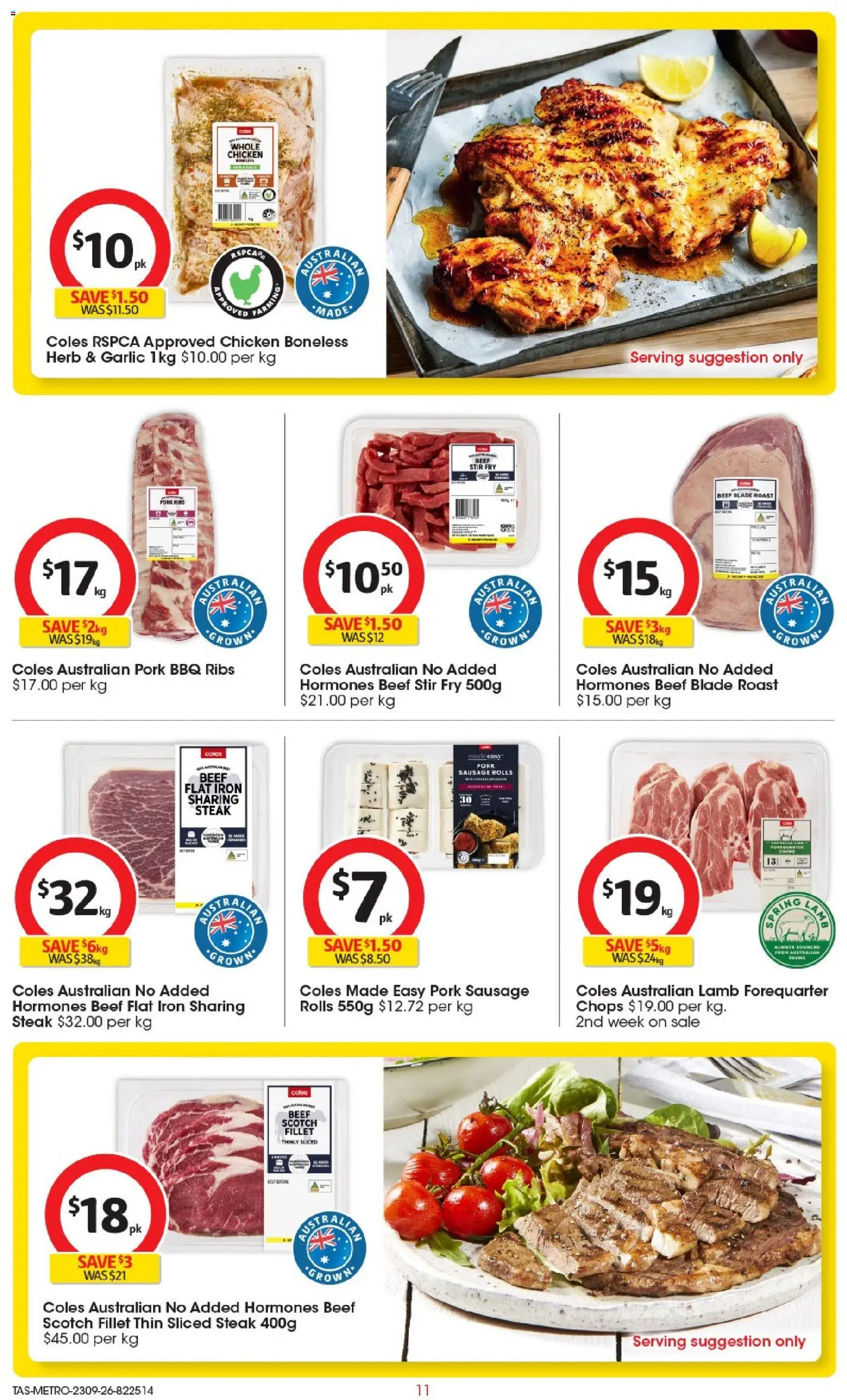 Coles catalogue - valid from 23/09/2026 | Page: 11 | Products: Lamb, Beef, Scotch, Sausage